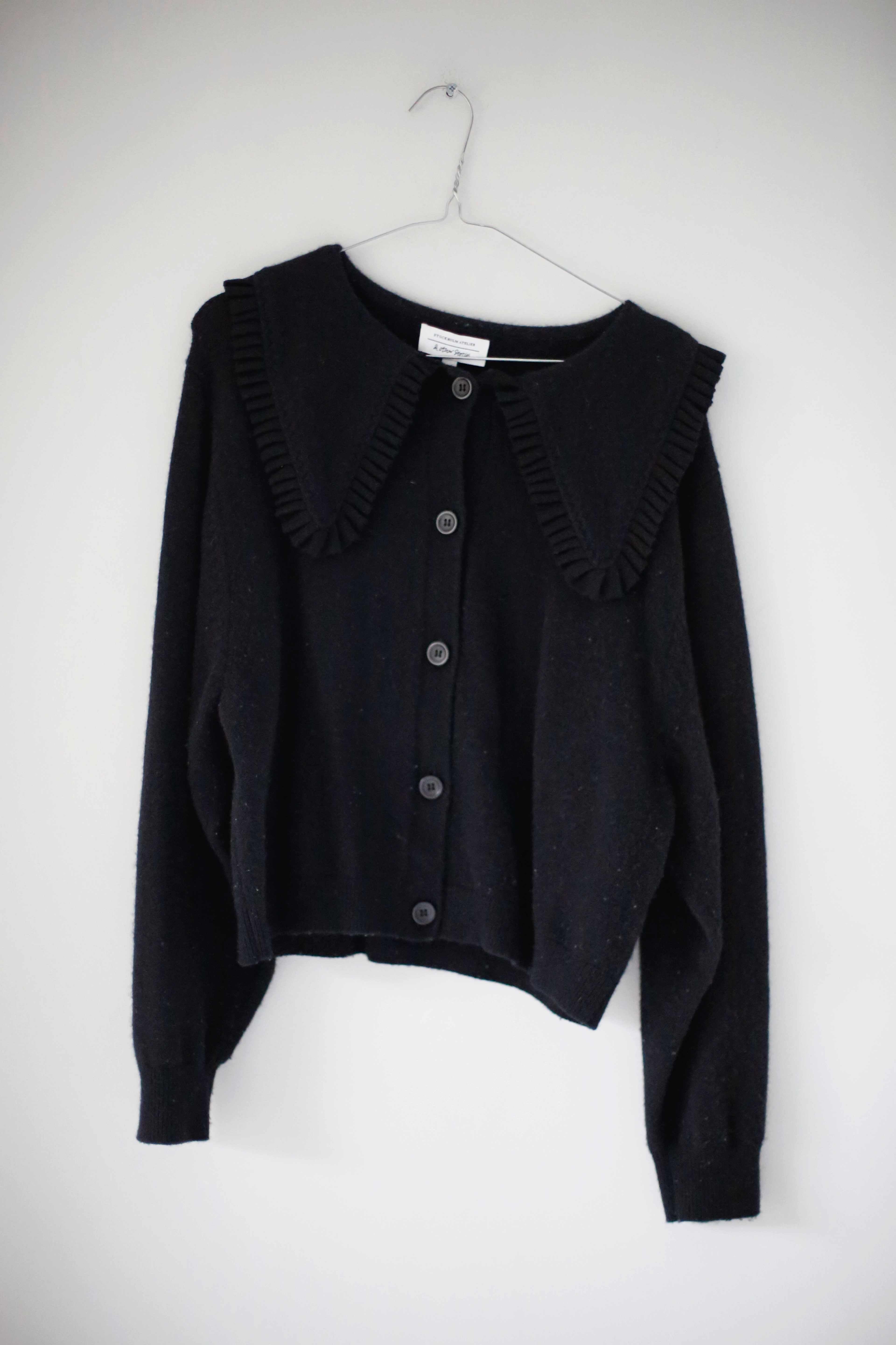 &other stories Cardigan Strickjacke Kragen schwarz Wolle 36 S Stockholm Atelier