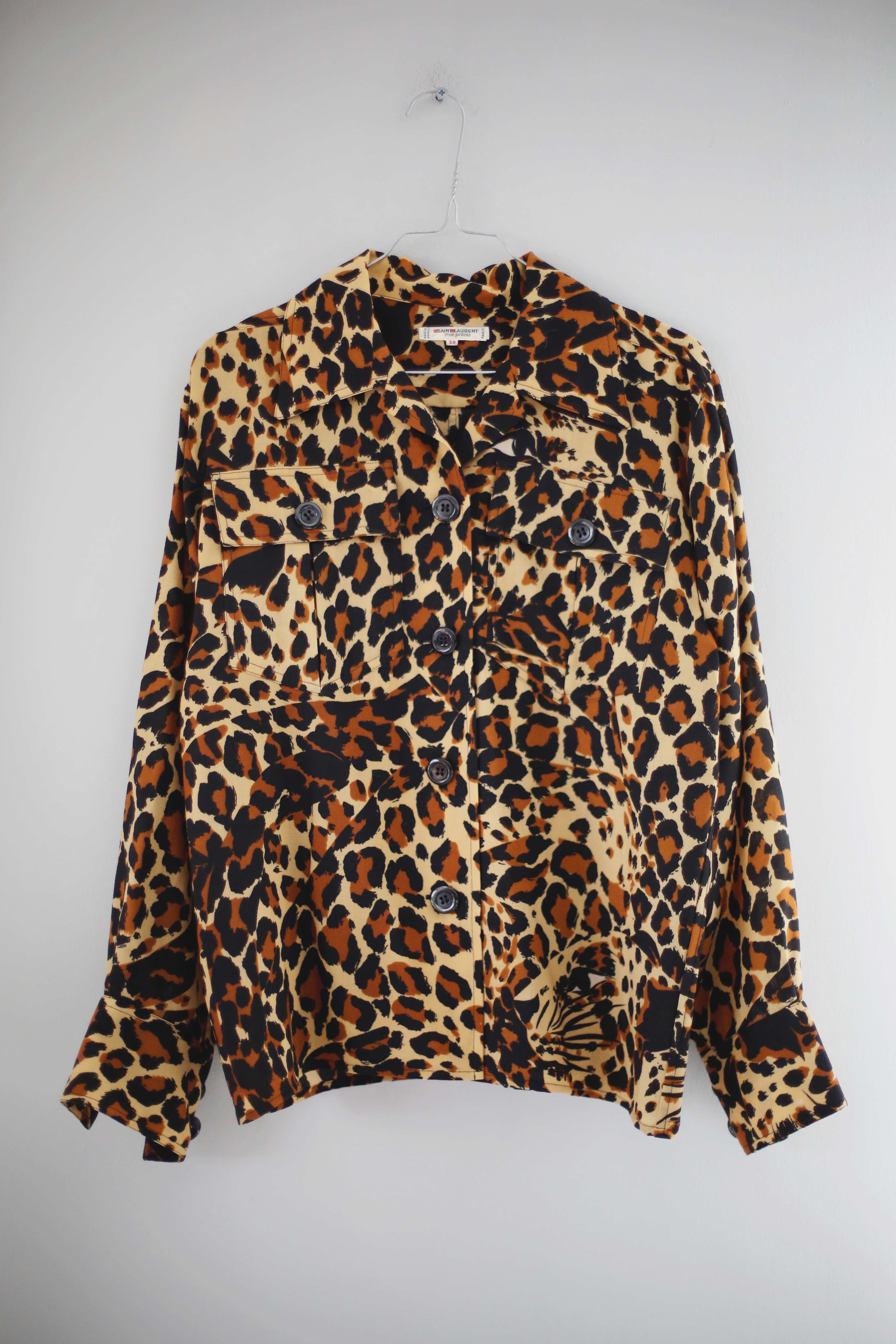 Yves Saint Laurent rive gauche Jacke Hemd Leo Leopardenmuster 38 M