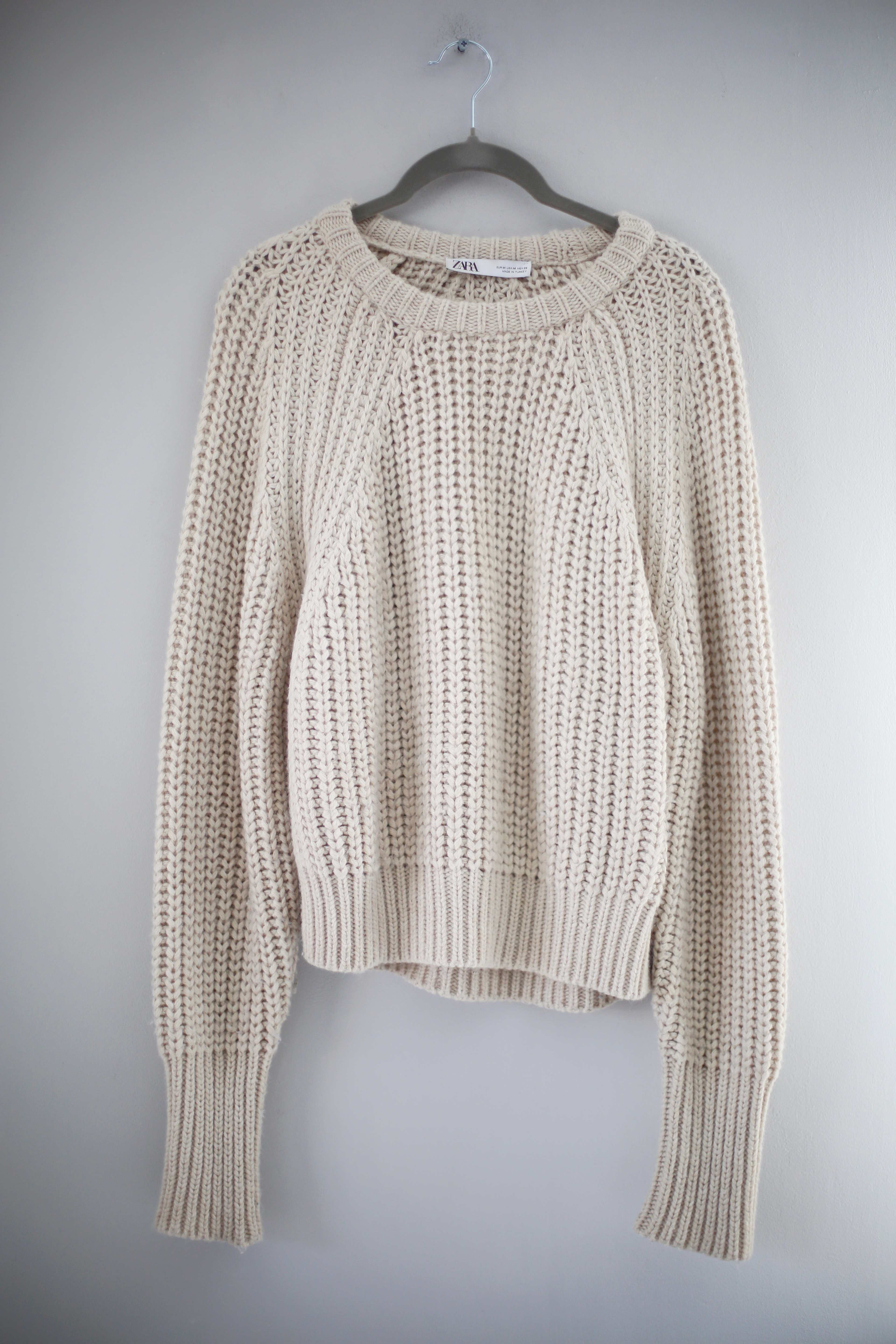Damen Zara Strickpullover Grau Zara Pullover Sweater Creme Beige