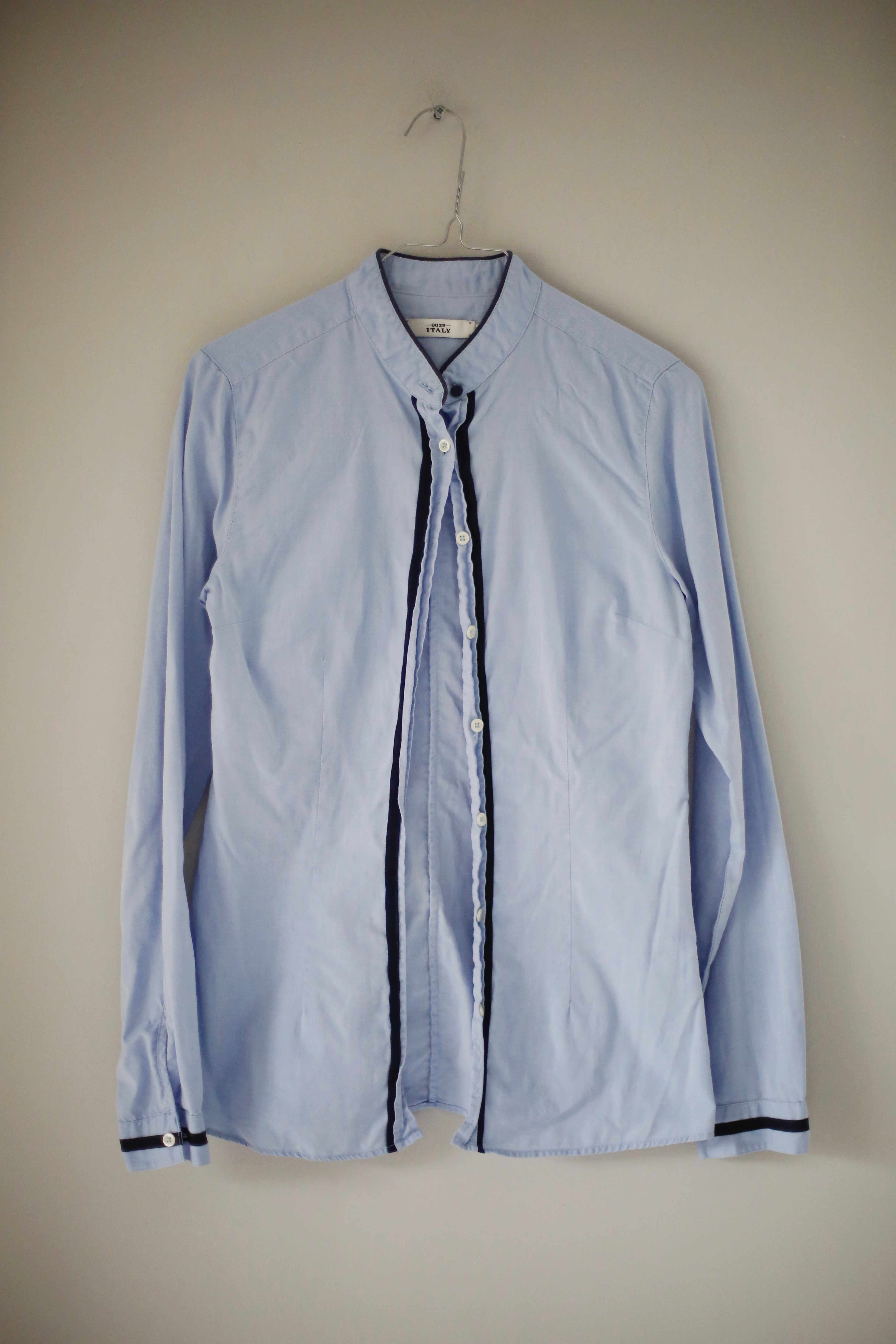 0039 Italy Bluse Blau Hemd Shirt XS S 36 langarm Oberteil