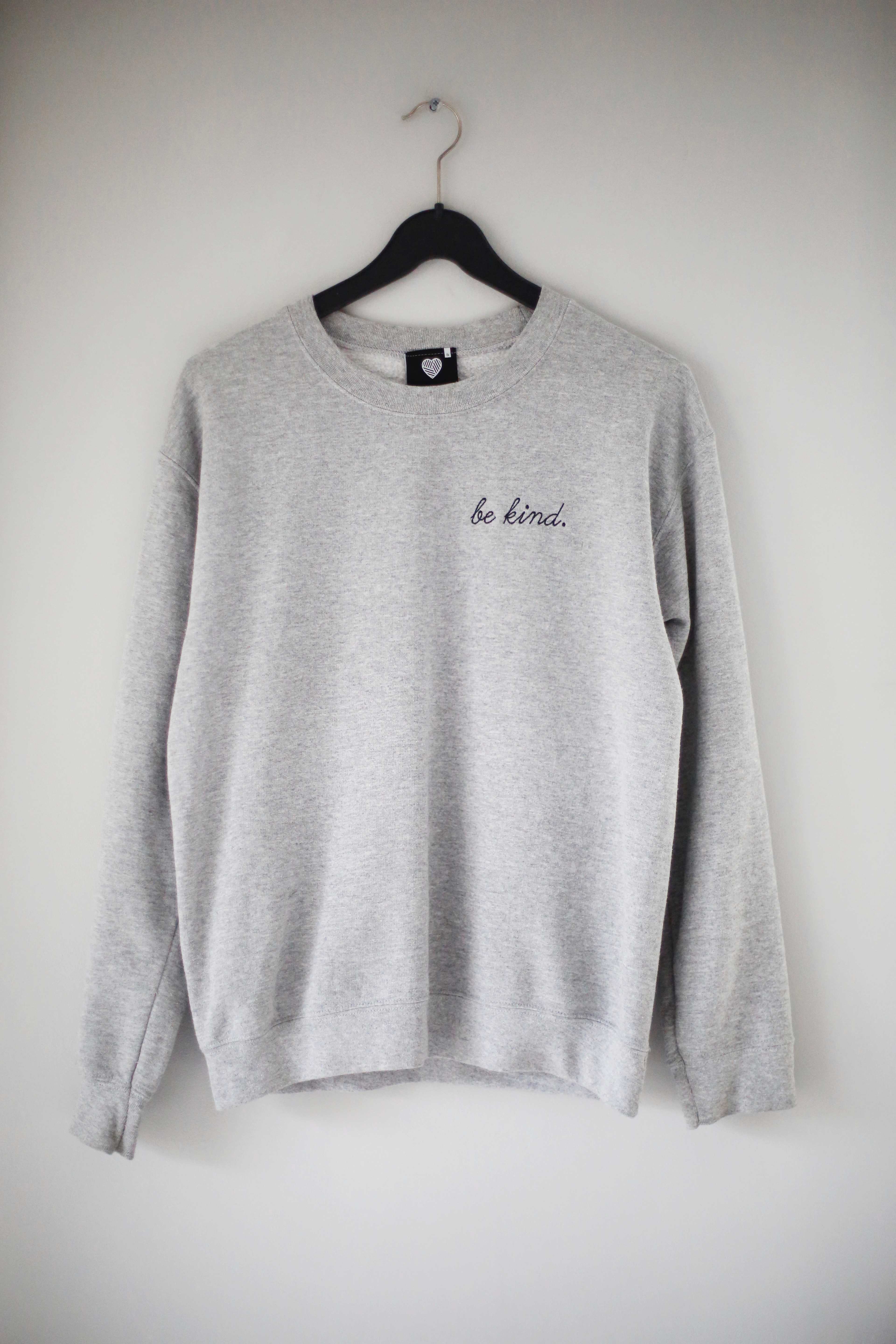 be kind Sweater Hoodie Shirt Oberteil Pullover 36 S grau langarm Rundhalsausschnitt