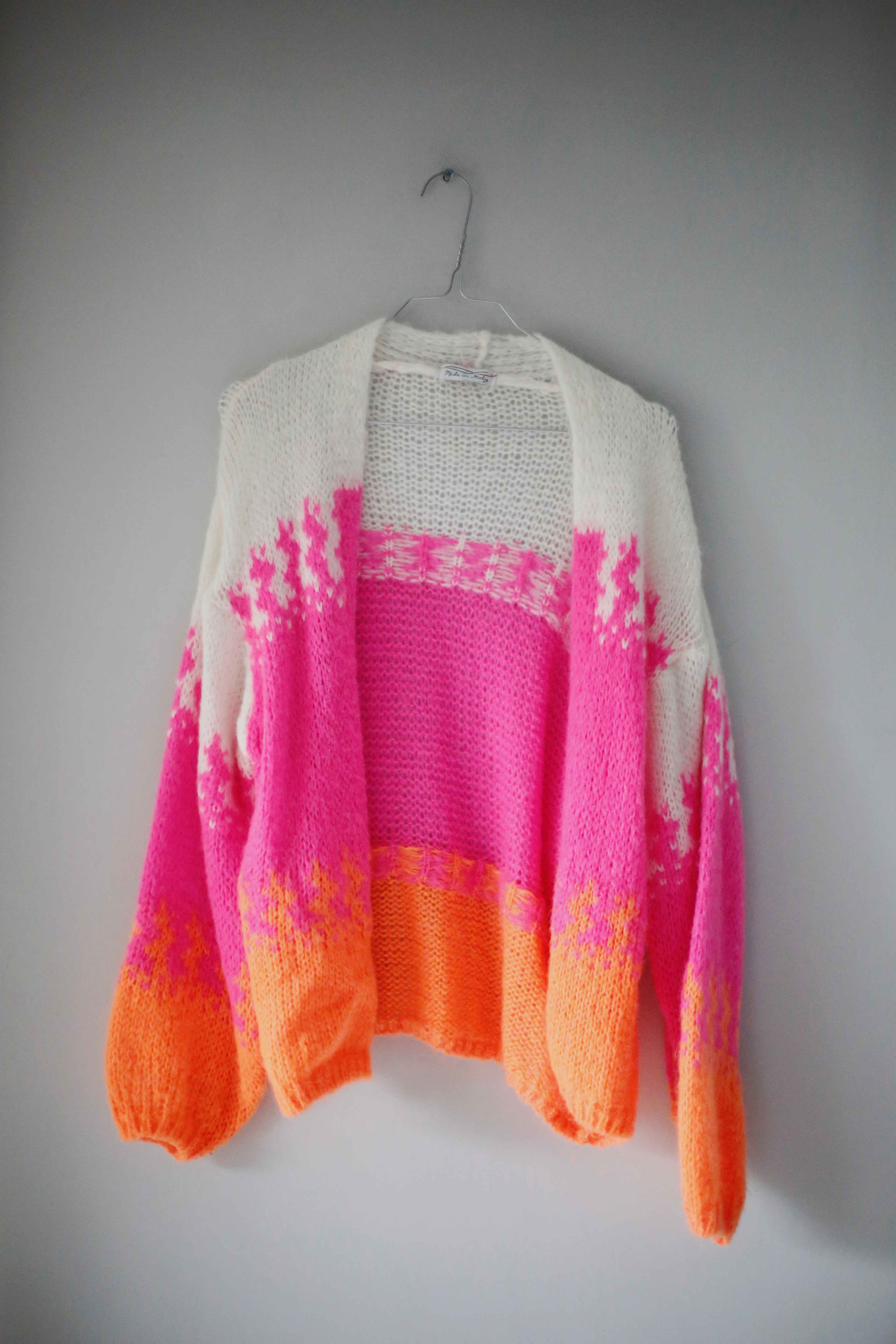 Made in italy Strickjacke Cardigan pink gelb orange gestrickt