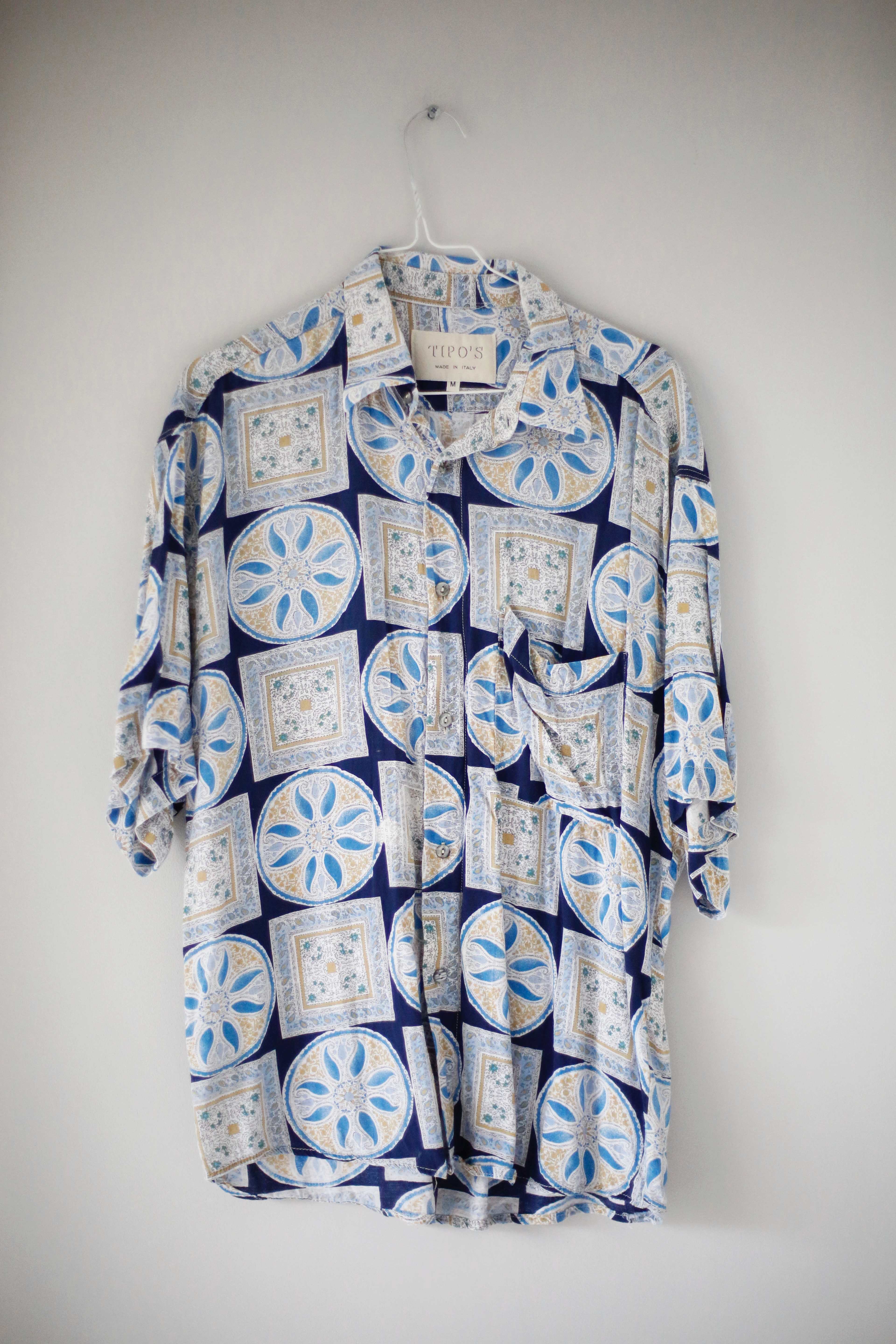 Tipo's made in italy Hemd Shirt gemustert Flatterhemd blau Muster M