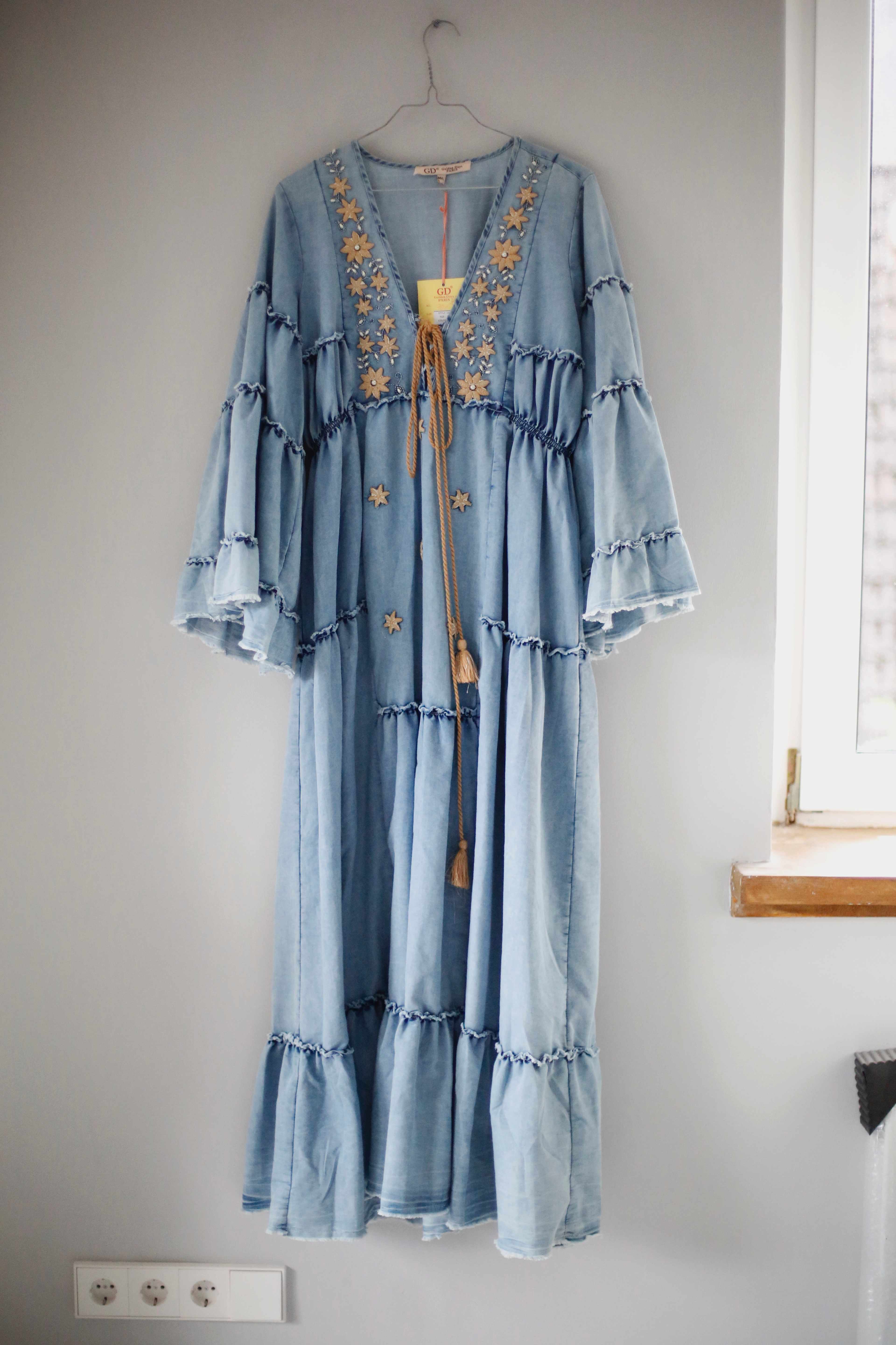 Golden Days Paris Kleid Maxikleid Jeans Jeanskleid neu M/L Blau