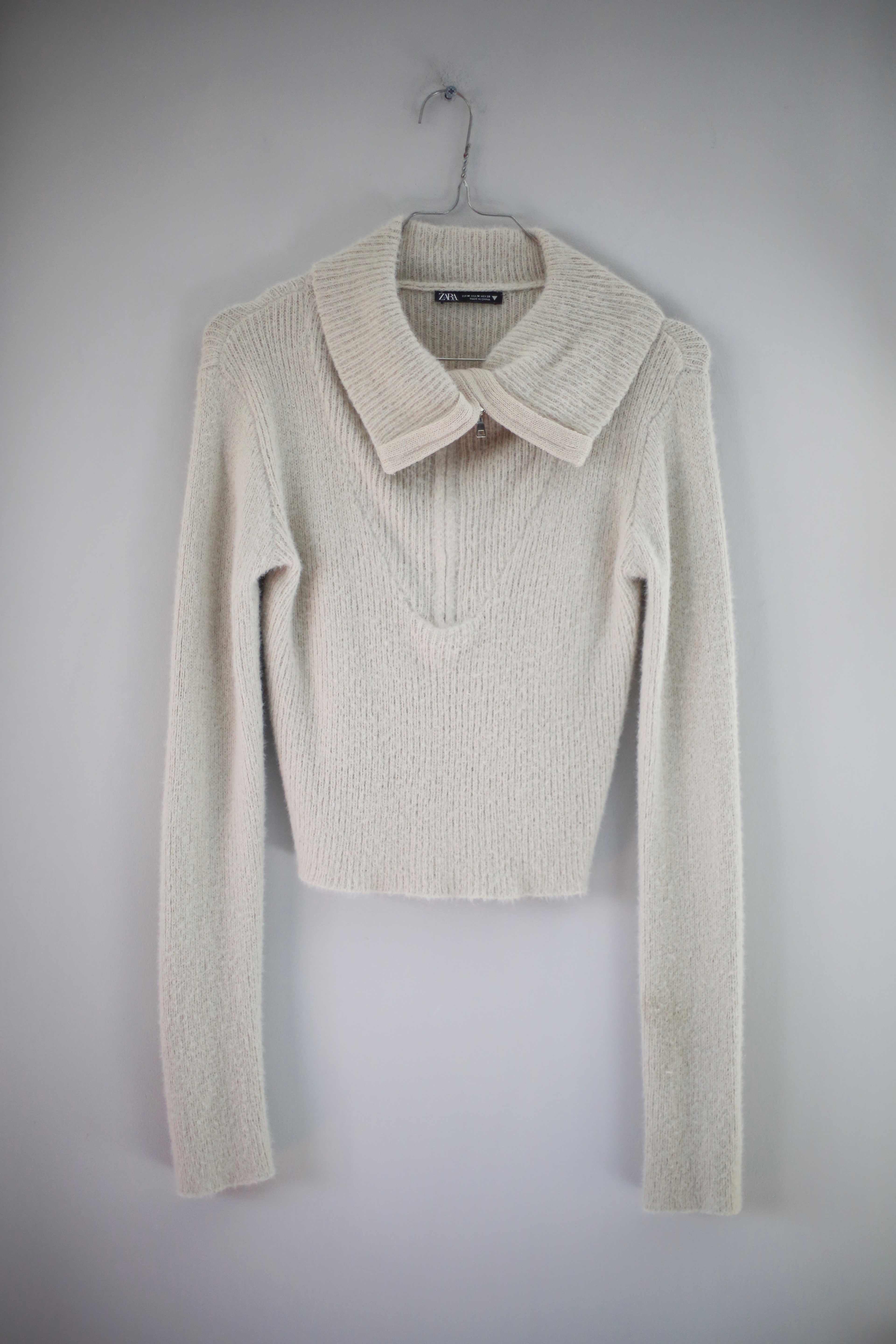 Zara Pullover Creme Beige gstrickt 38 M Rollkragen