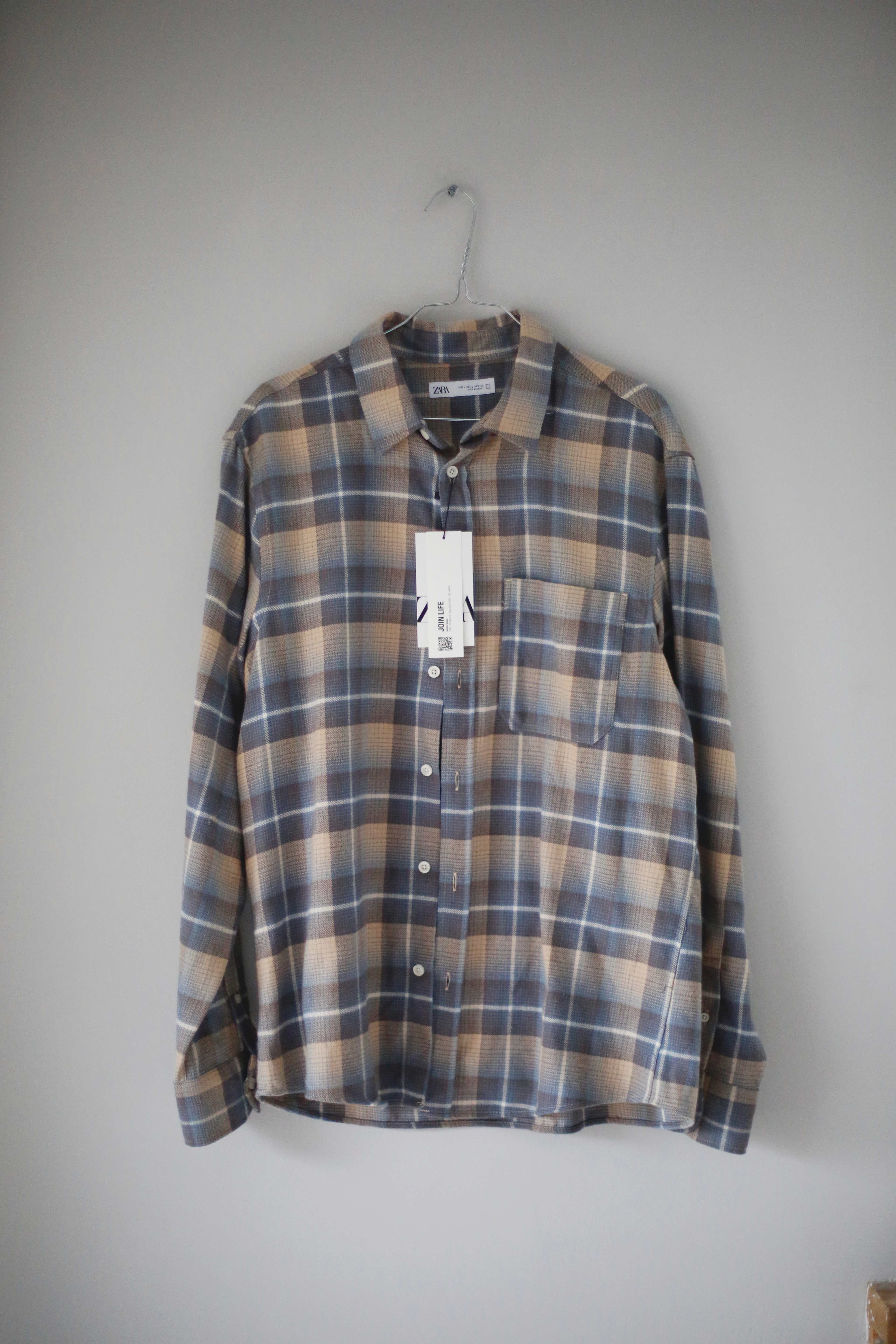 Zara Hemd kariert Neu L braun blau Männerhemd Hemdjacke Shirt Oberteil