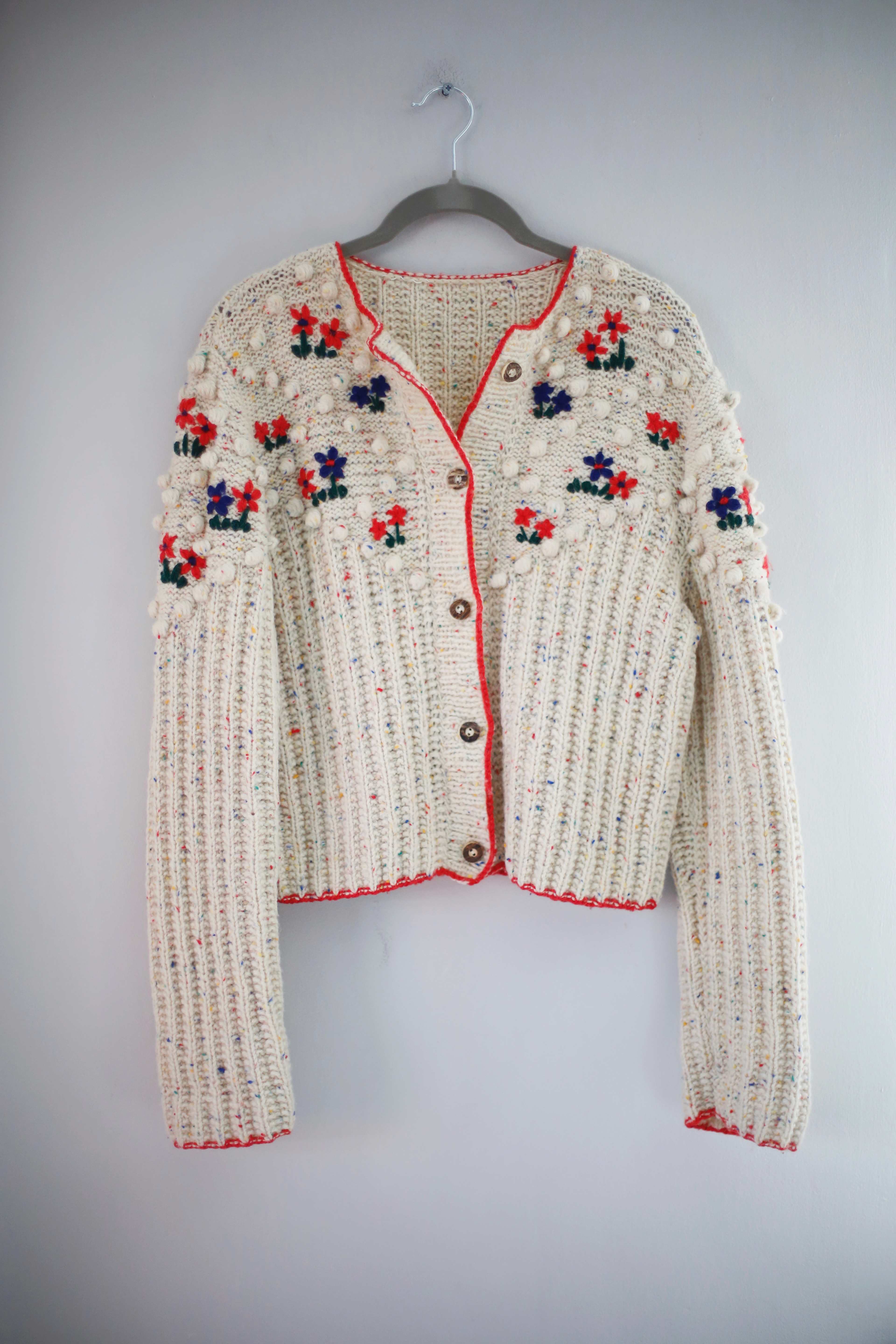 True Vintage Strickjacke Wiesn Cardigan Wolle Wollstrickjacke 38 M Handmade