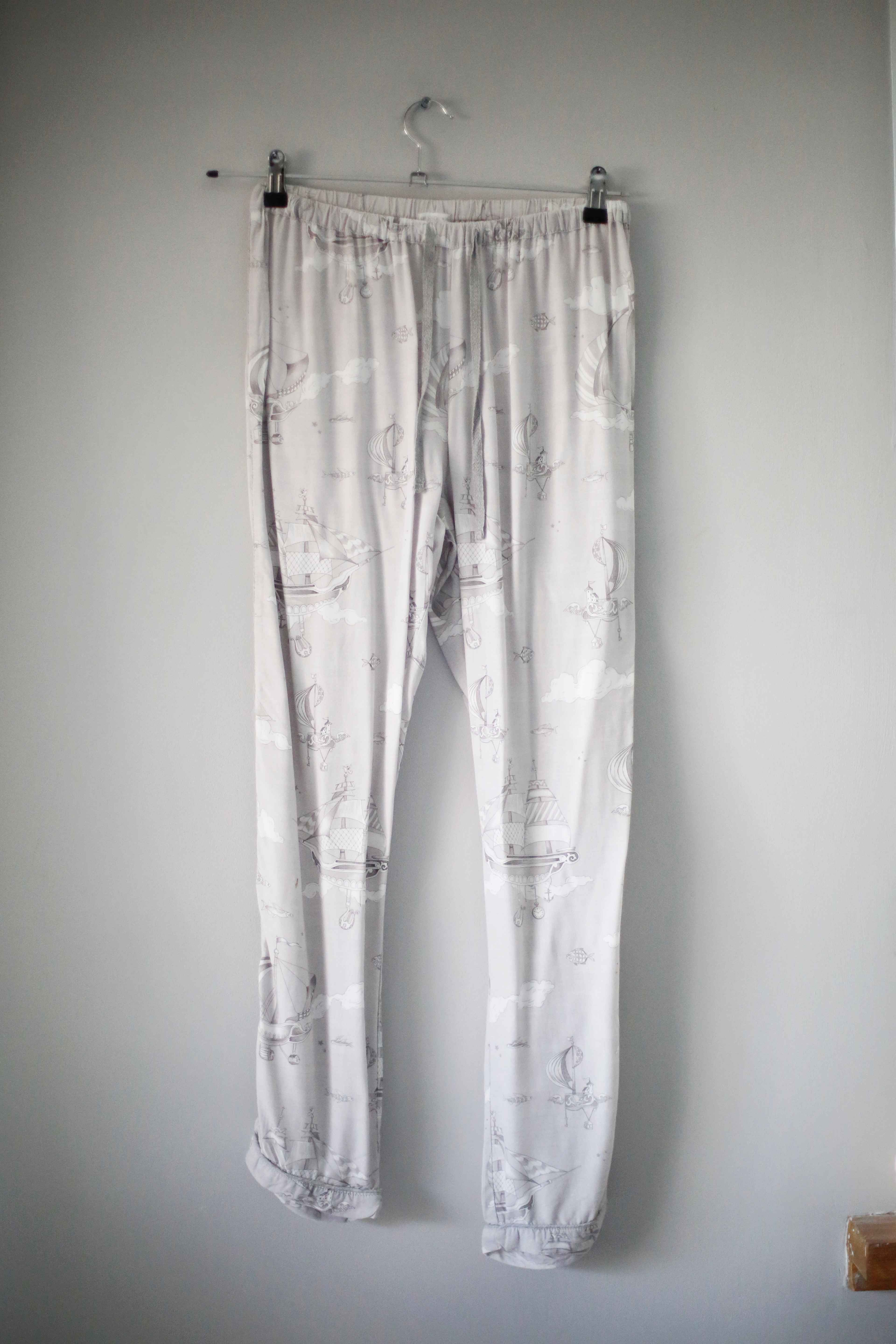 Oysho Schlafhose Schlafanzughose Grau 38 M basic Motiv Schiffe Jo