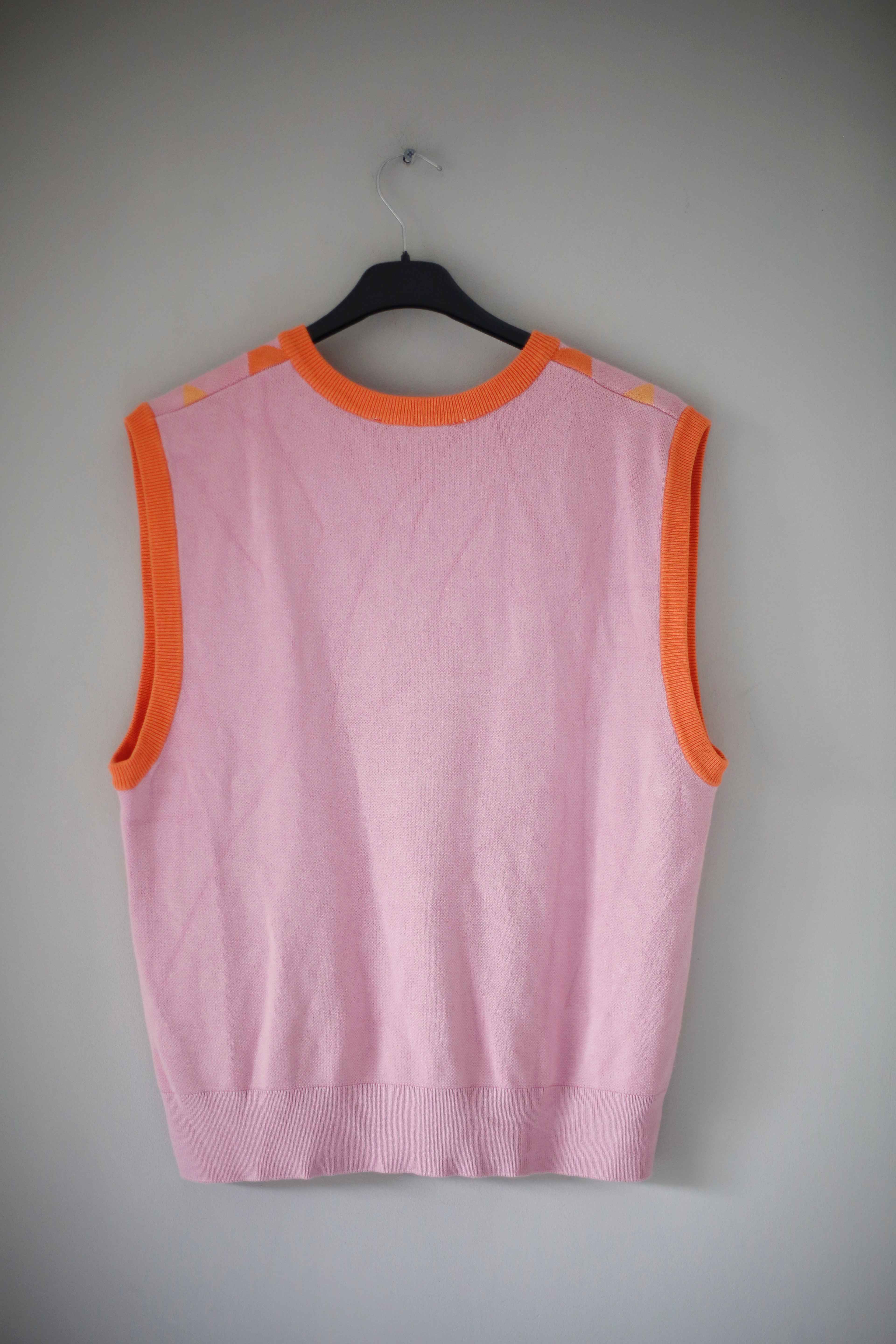 Zara Weste Rauten Rosa Cardigan grafisch Orange 38 M Oberteil