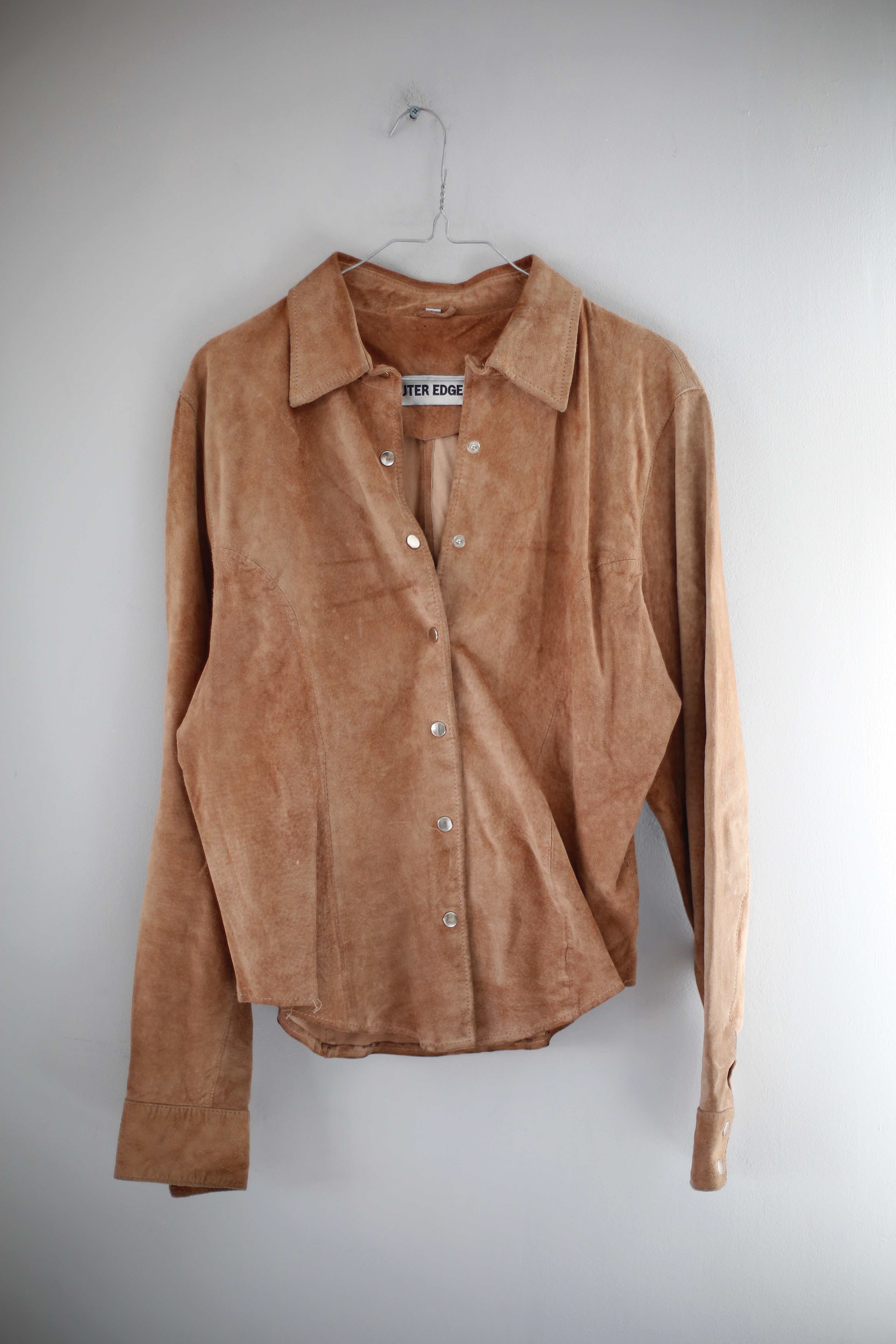 Outer Edge Wildlederhemd Hemd Braun 40 L Vintage basic Hemd Shirt 38 M