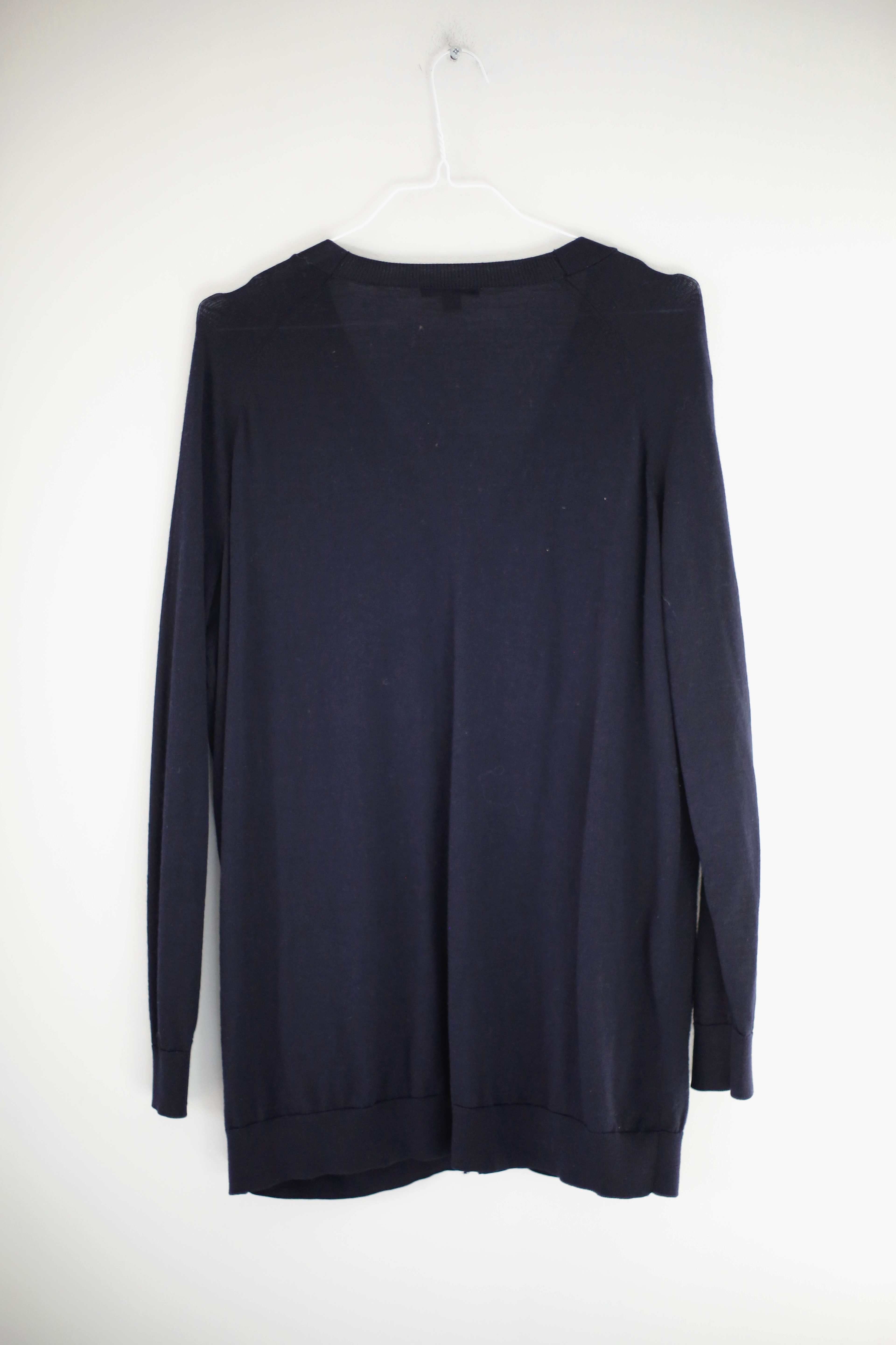 COS Strickjacke Cardigan Dunkelblau Wolle XS Merino Jacke Pullover