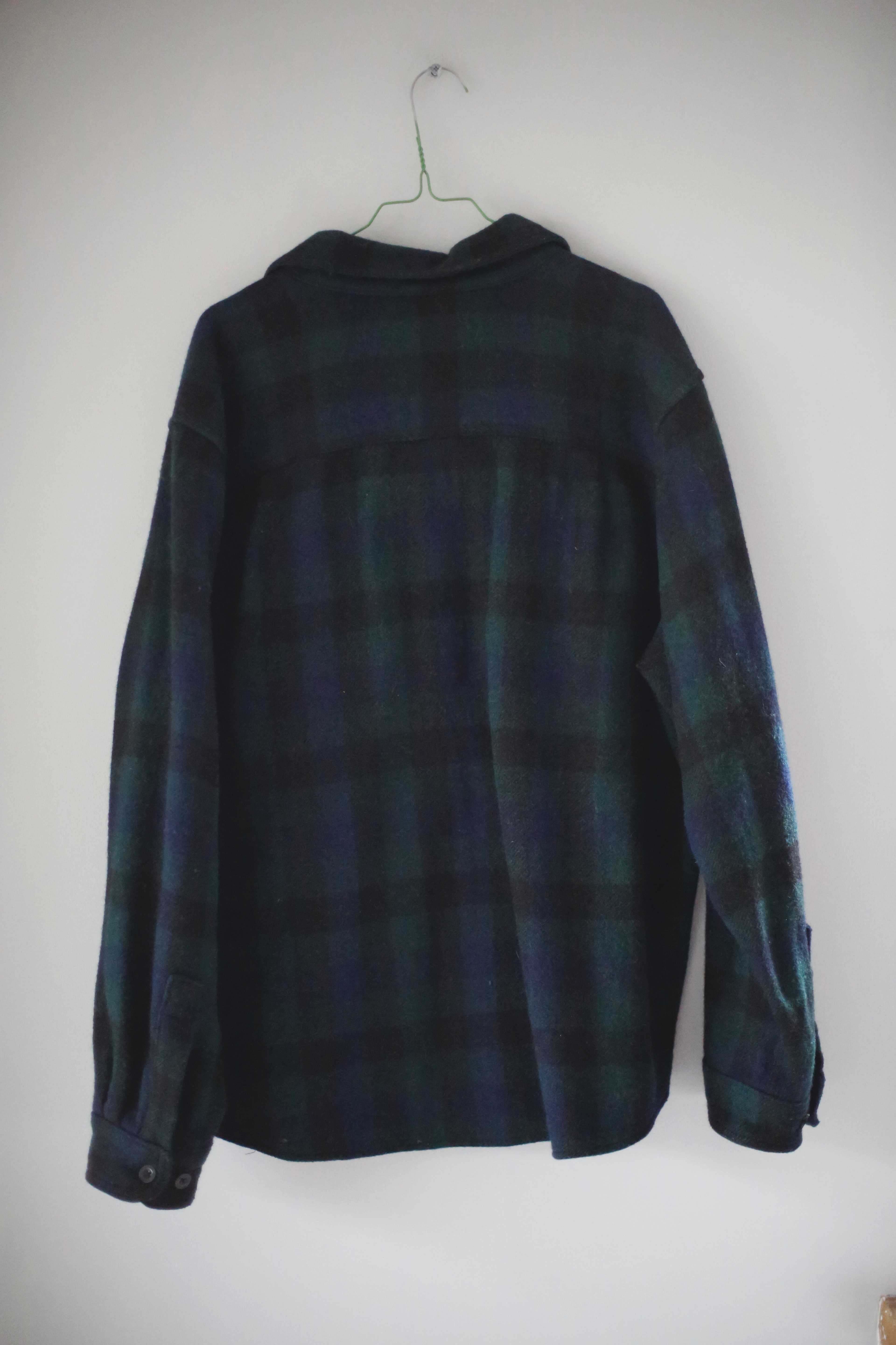 Woolrich Hemd Blau Grün Wollhemd XL Wolle kariert Hemdjacke