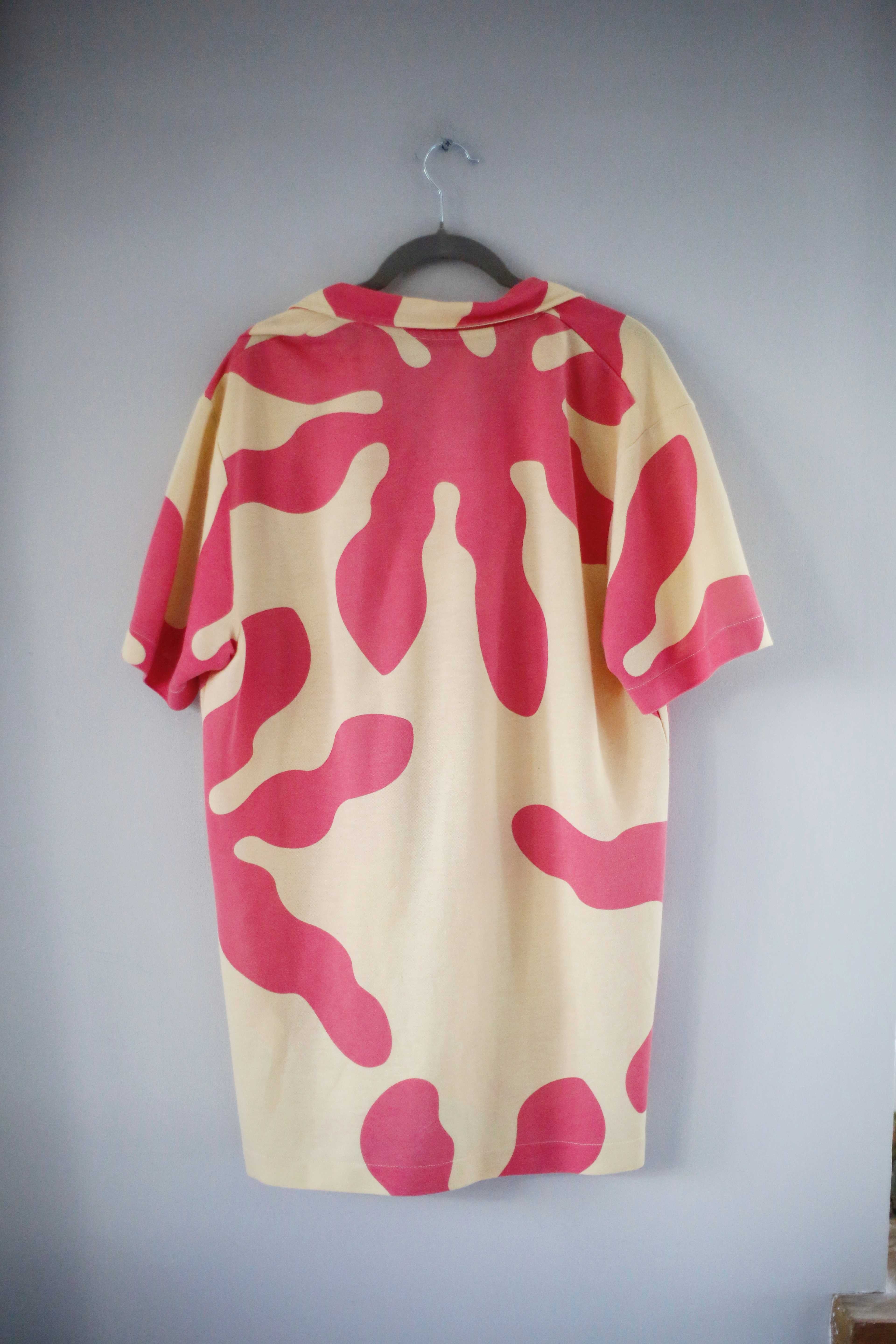 Zara Hemd Shirt Pink Gelb L Waves Sommerhemd geknöpft