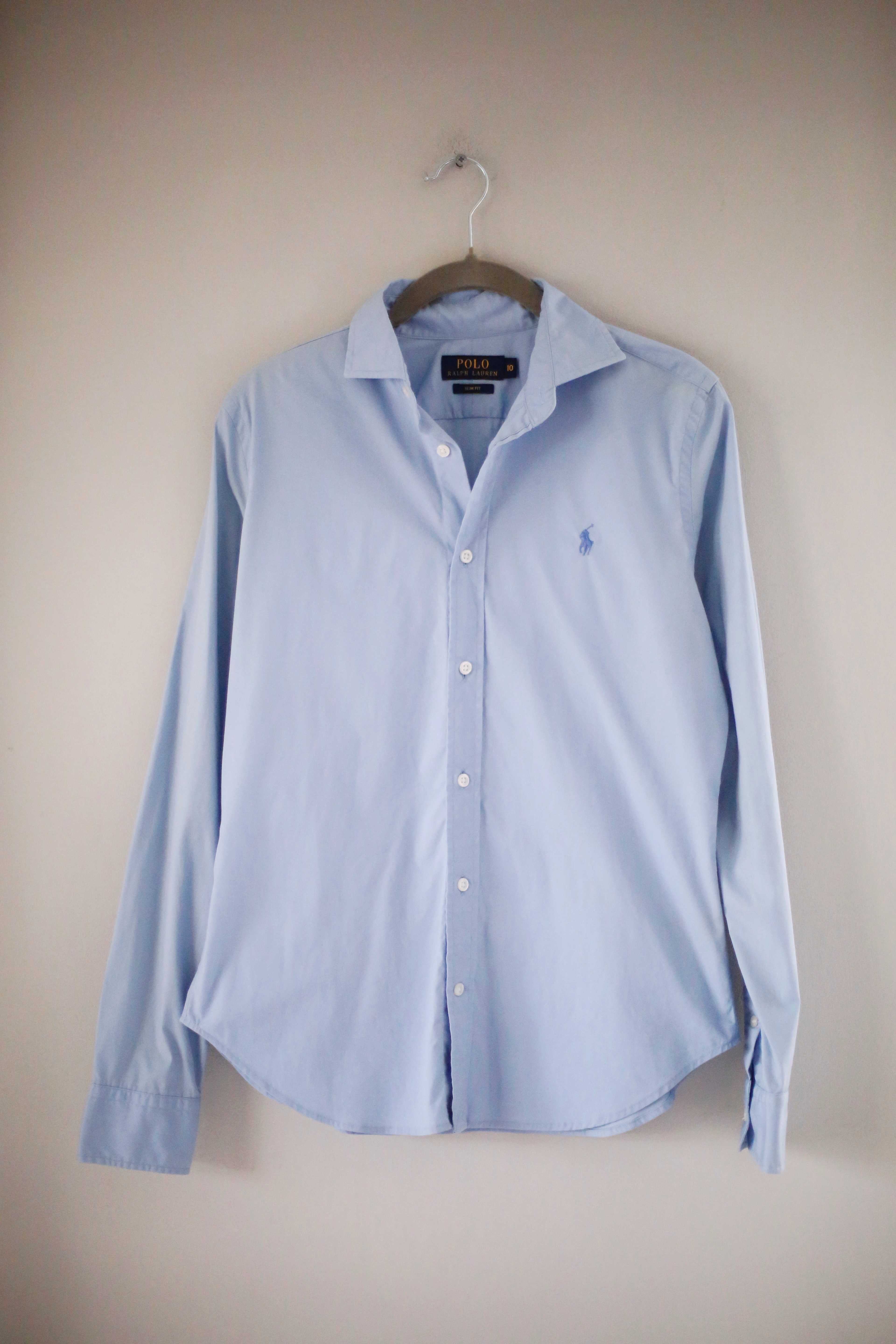 Polo Ralph Lauren Hemd Bluse Shirt Blau Hellblau slim fit 10 38 M einfarbig Langarm