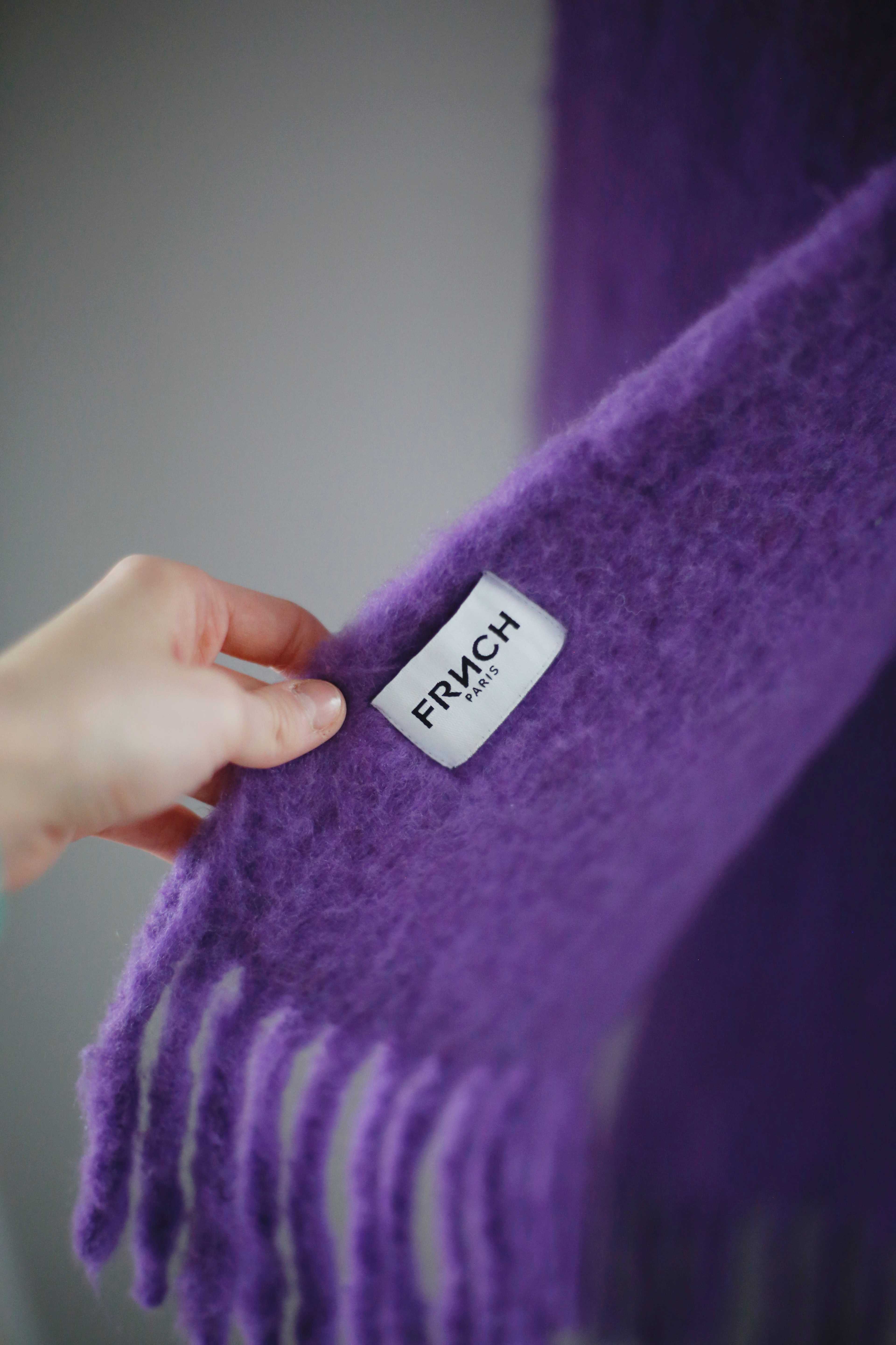 Frnch Paris Schal Lila Flieder Fransenschal Oversized Wollschal