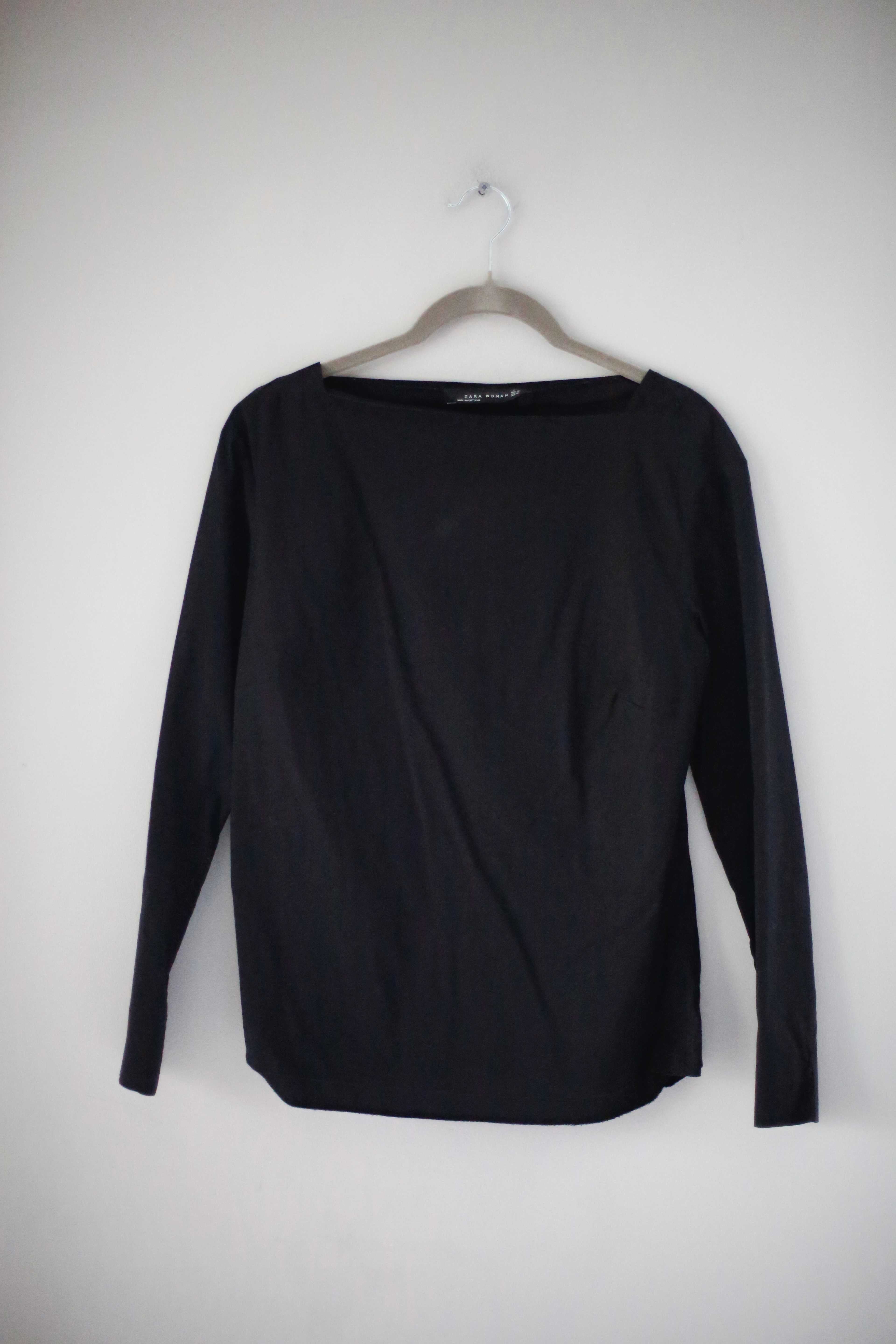 Zara basic Shirt schwarz Longsleeve Oberteil 38 M slim