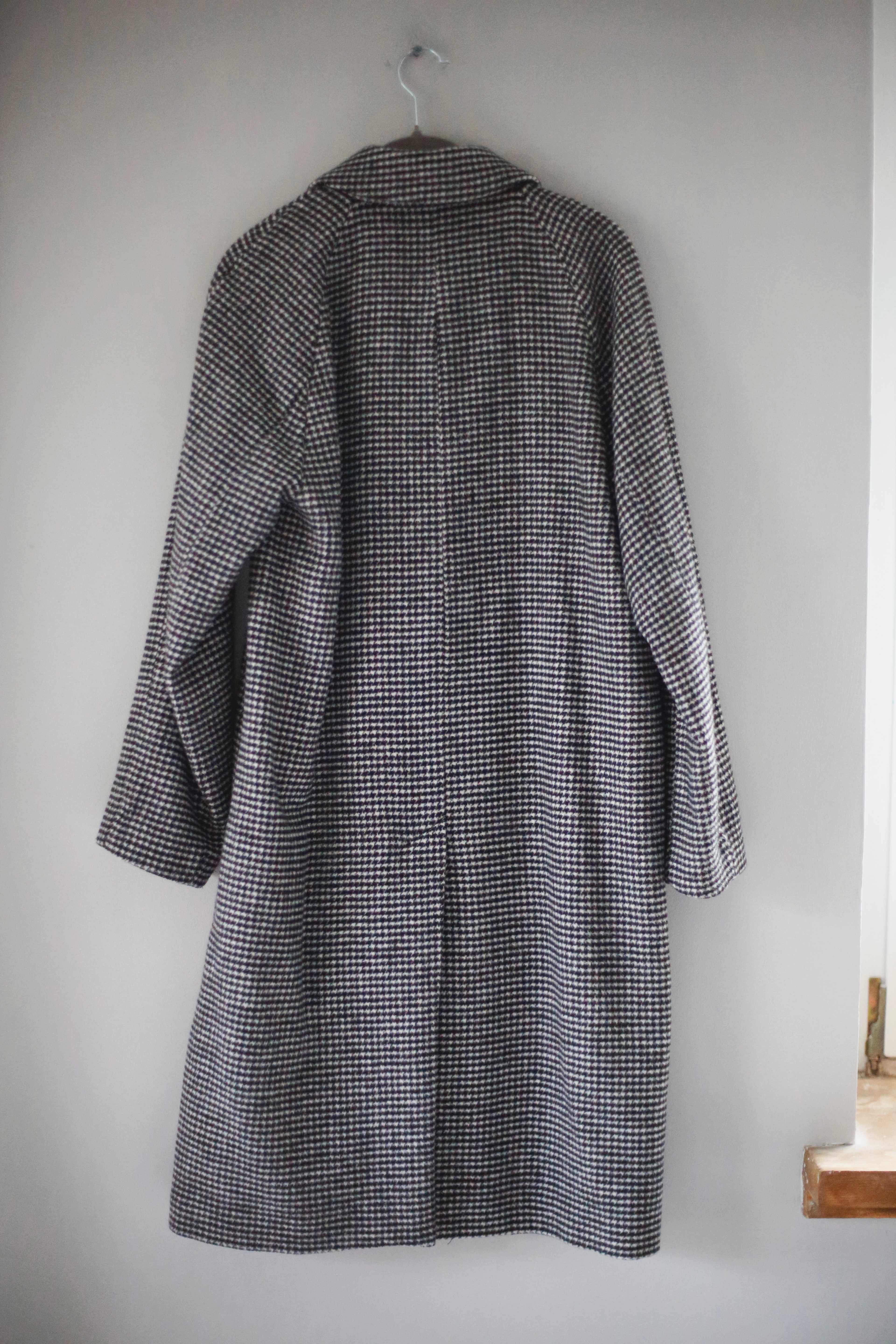 H&M Mantel schwarz weiß XS 34 Jacke Hahnentrittmuster basic grafisch