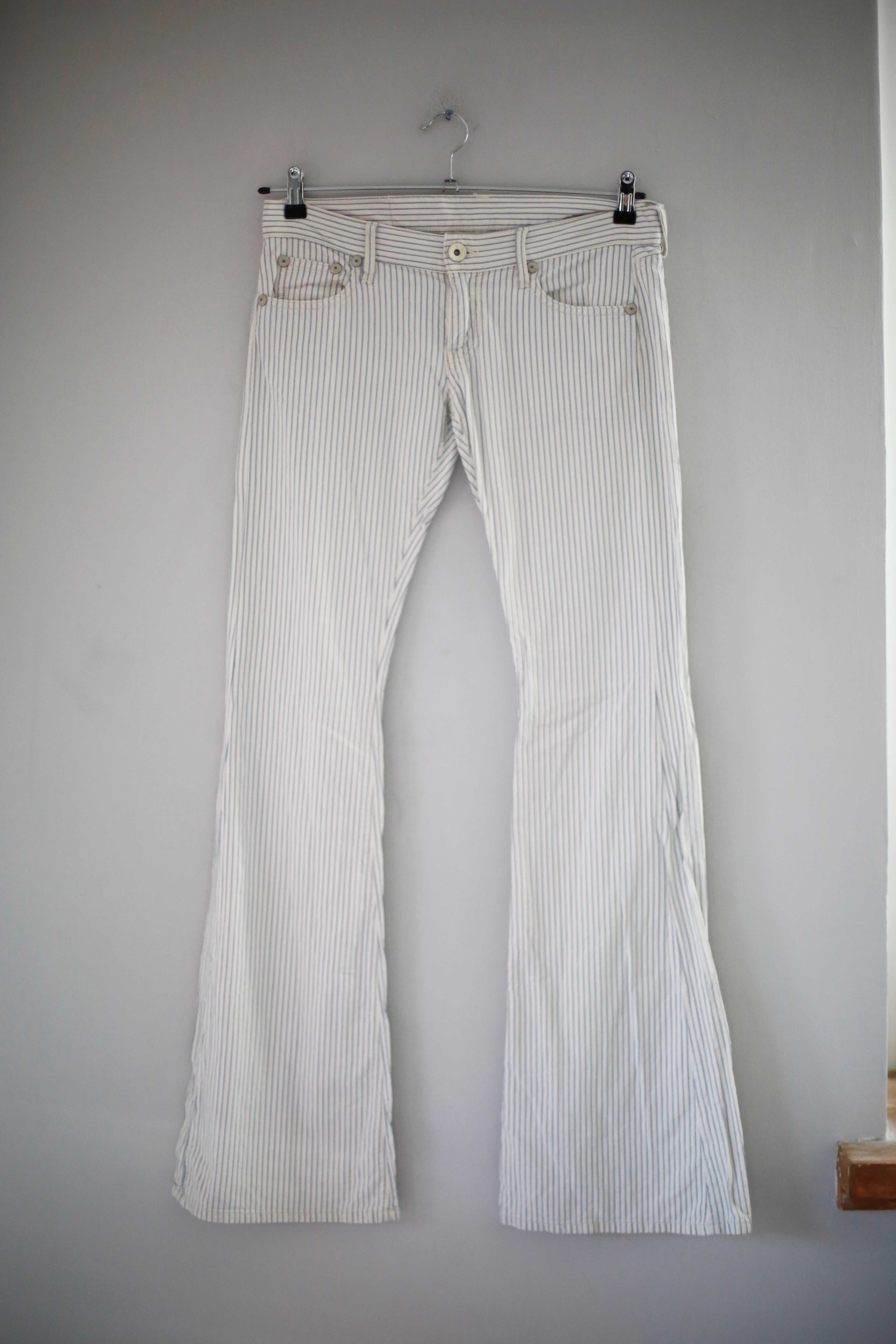 Nolita Hose Weiß gestreift Streifenhose Schlaghose basic 34 XS true Vintage