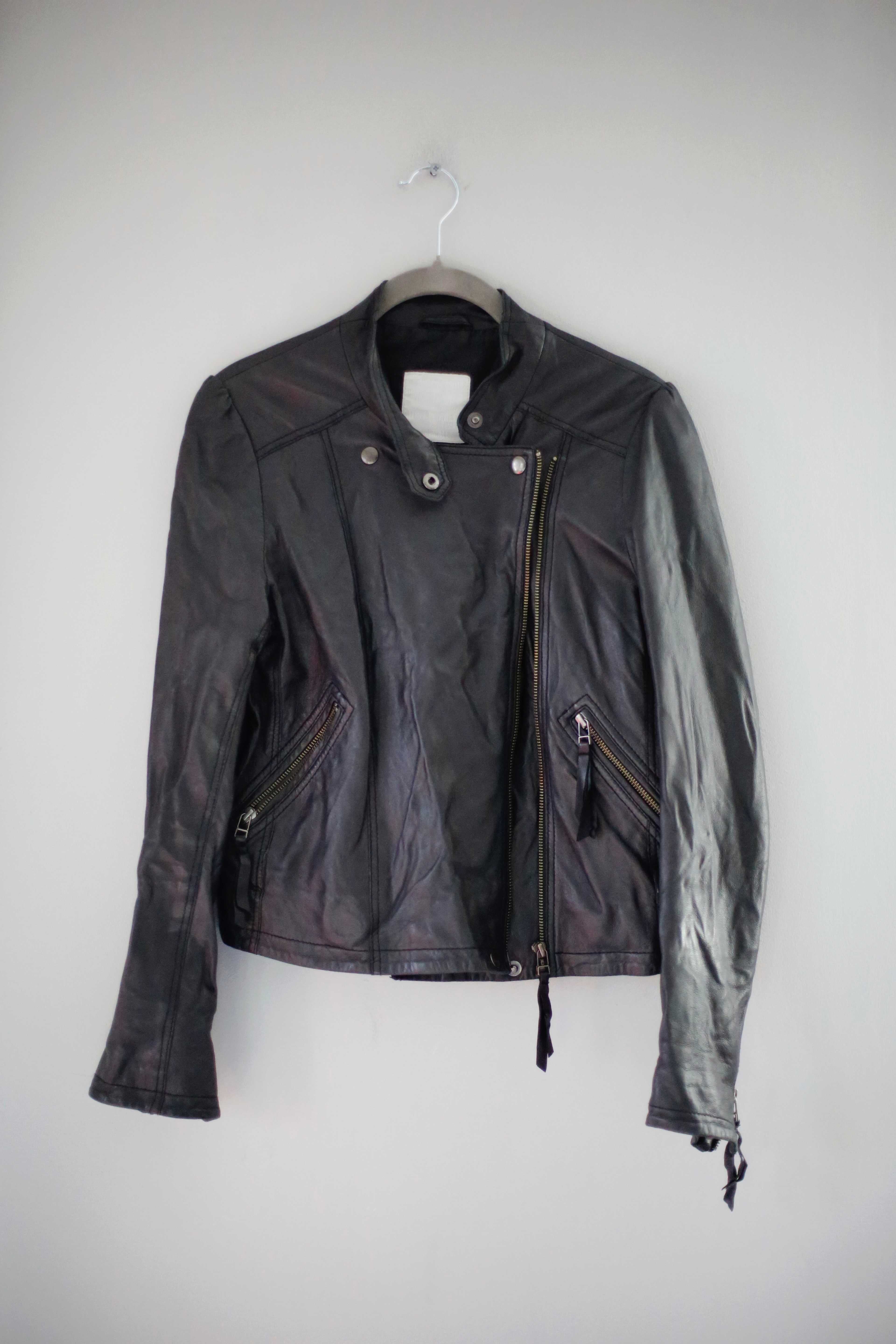 Just Female Lederjacke Schwarz basic 36 S Echtleder Bikerjacke Rockerjacke