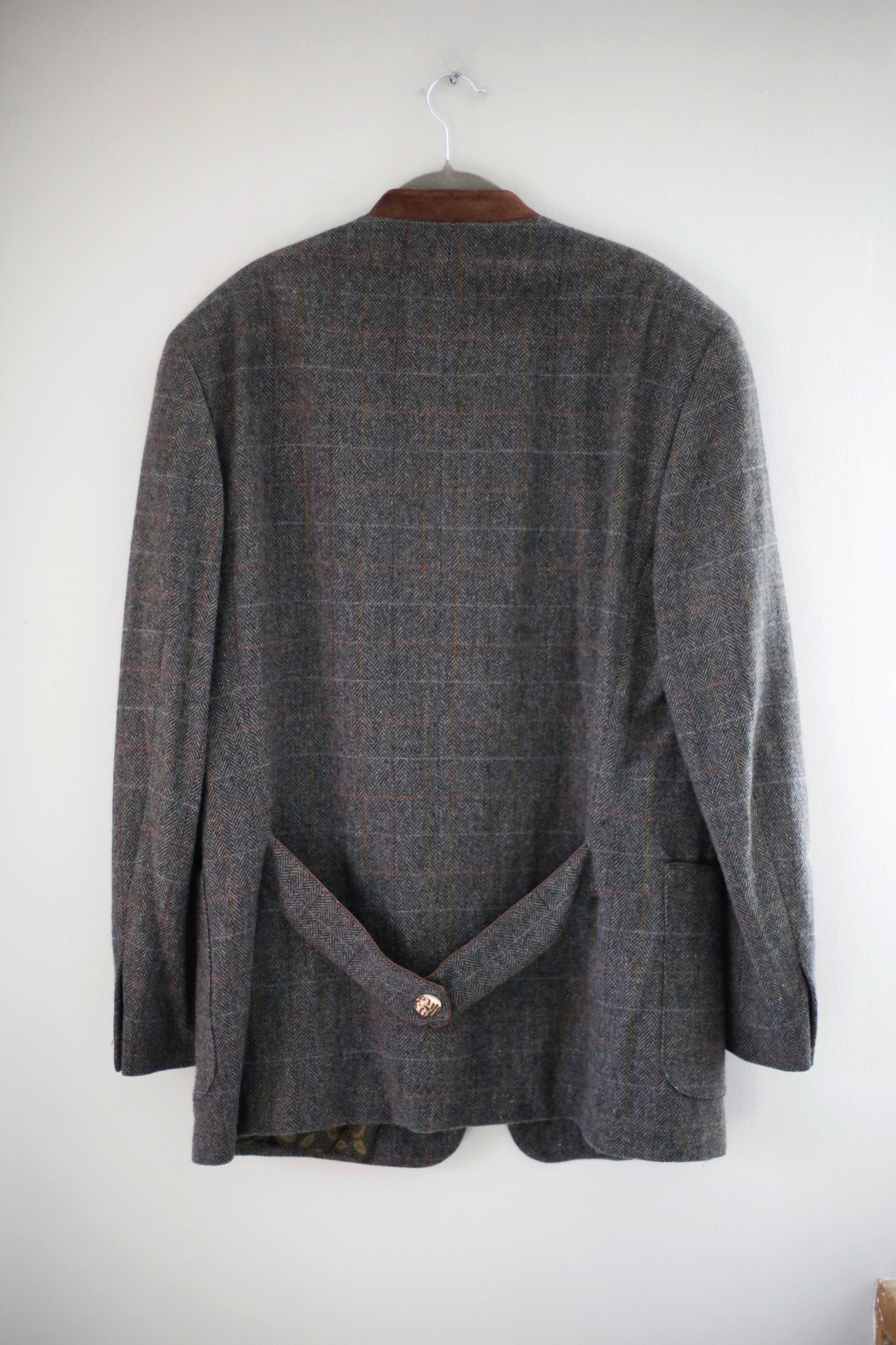 Frankonia Blazer Jacke Wolle Grau Lammswolle XL Made in Irland Bayrisch Bavaria