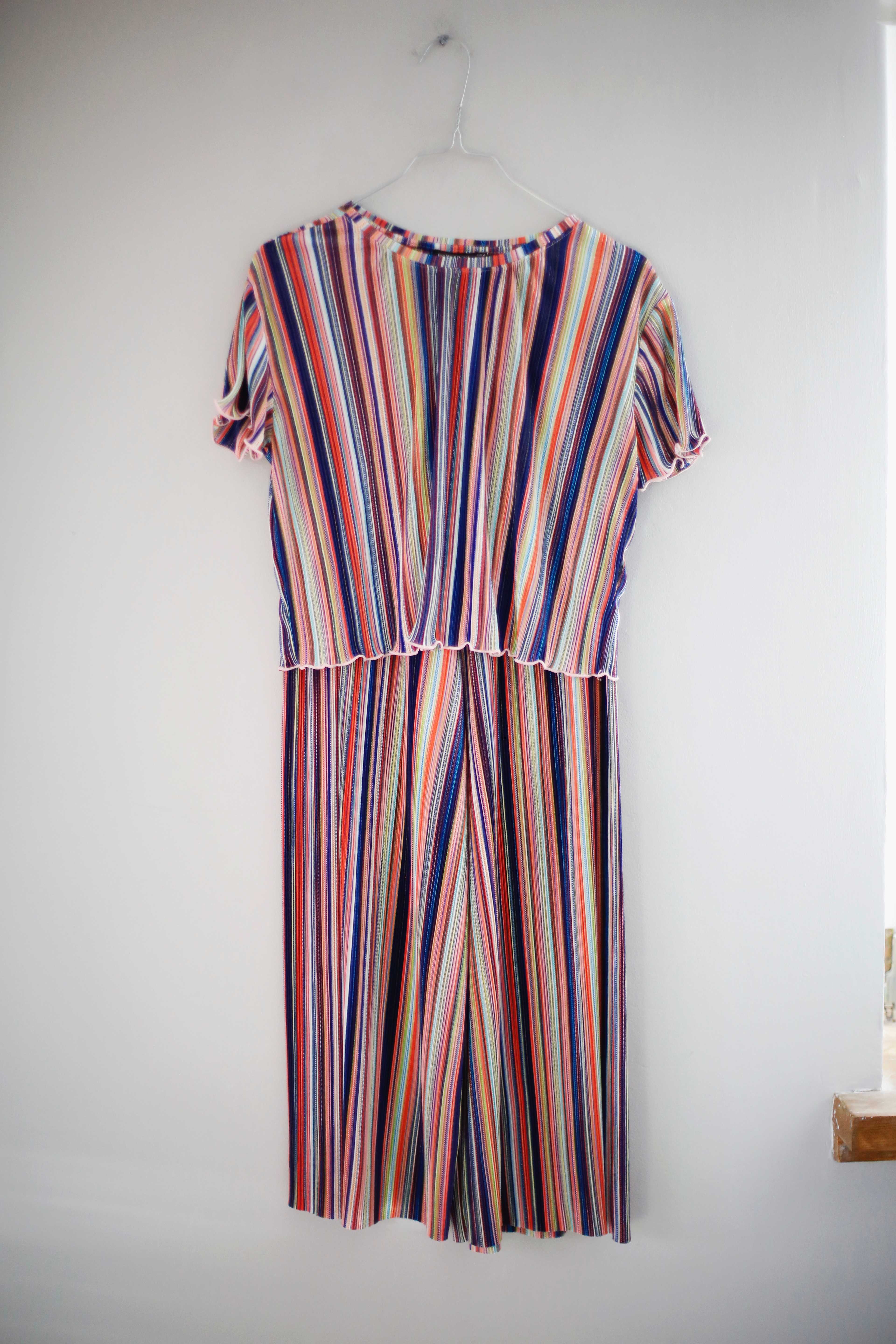 Bershka Set bunt gestreift Streifenset Hose Shirt Zweiteiler 36 S Sommerset