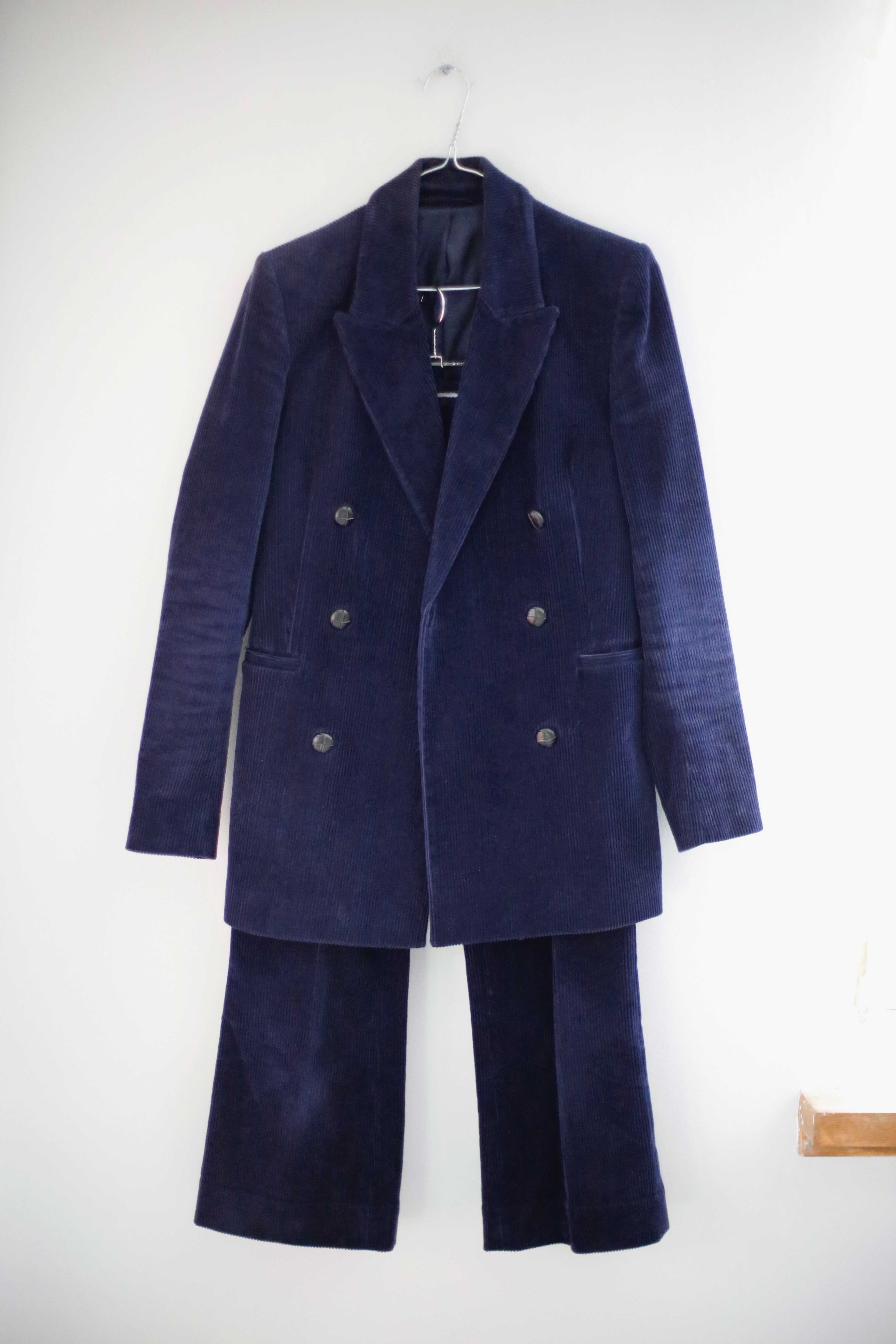 &other stories Anzug Blazer Hose Cord Blau Dunkelblau 36 Set S Zweiteiler Cordanzug