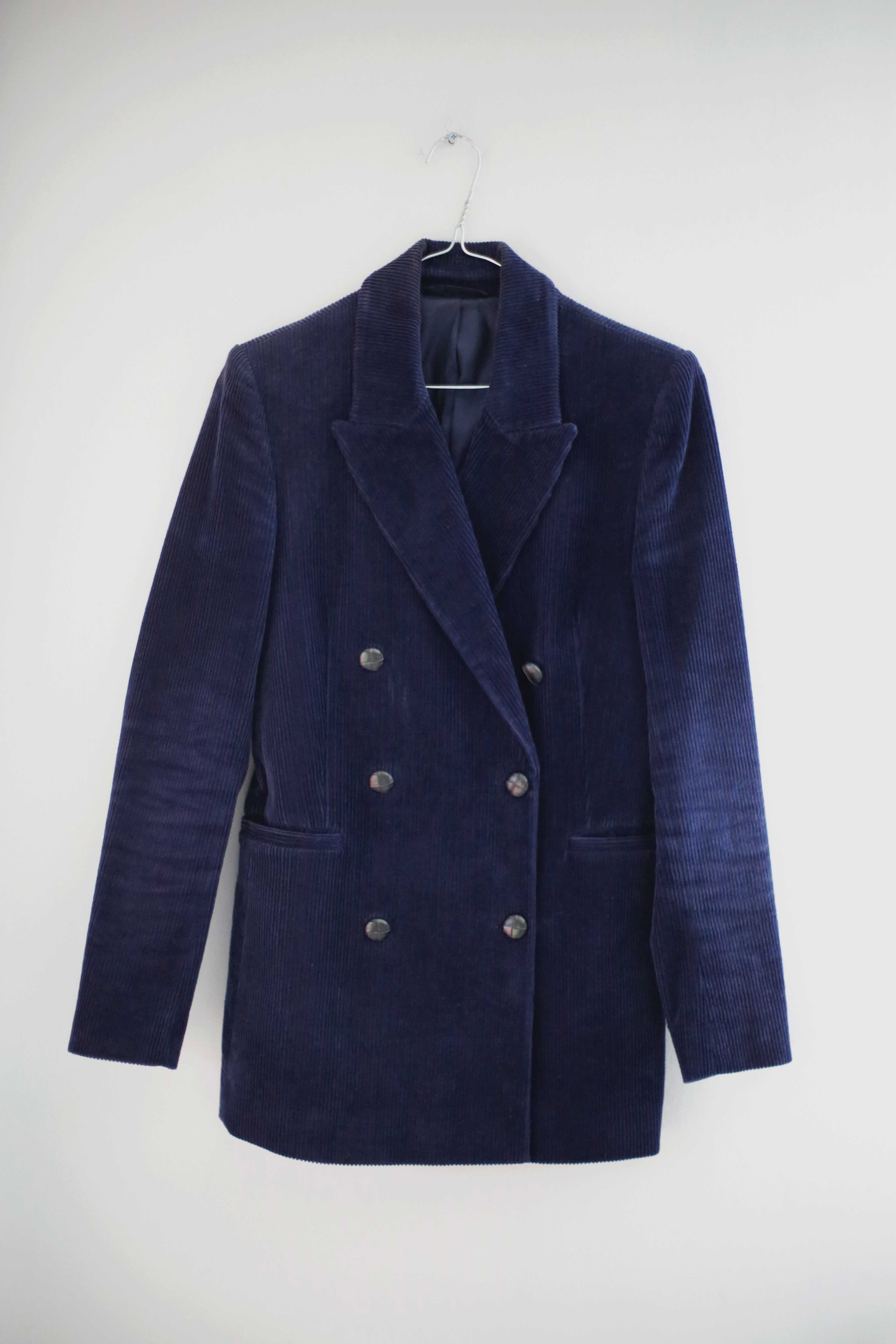 &other stories Anzug Blazer Hose Cord Blau Dunkelblau 36 Set S Zweiteiler Cordanzug