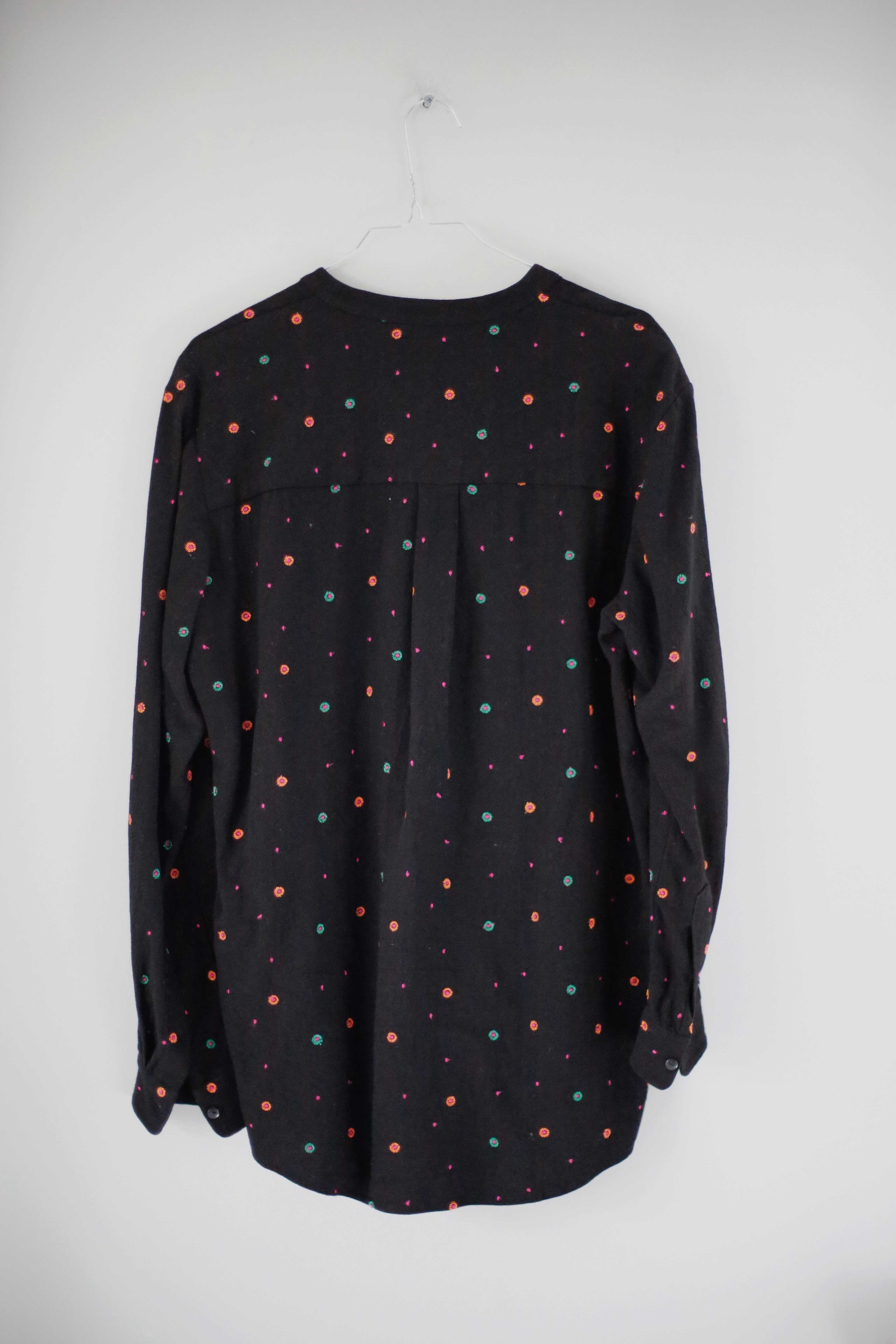 &other stories Bluse schwarz 38 M Muster bestickt V-Ausschnitt Hemd