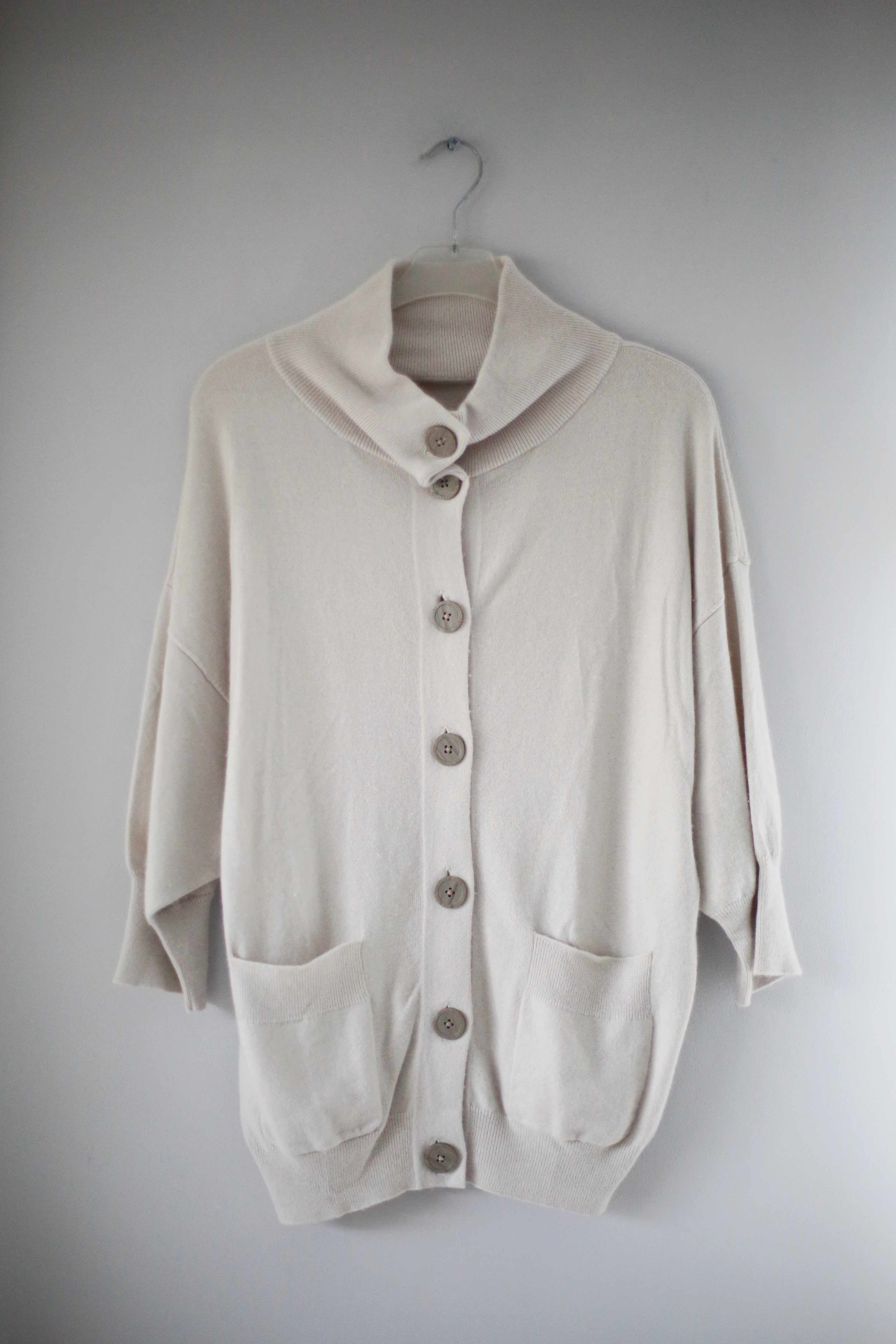 Van Graaf Jacke Cardigan Creme Beige Knöpfe 38 M Cashmere Merinowolle Merino Weste