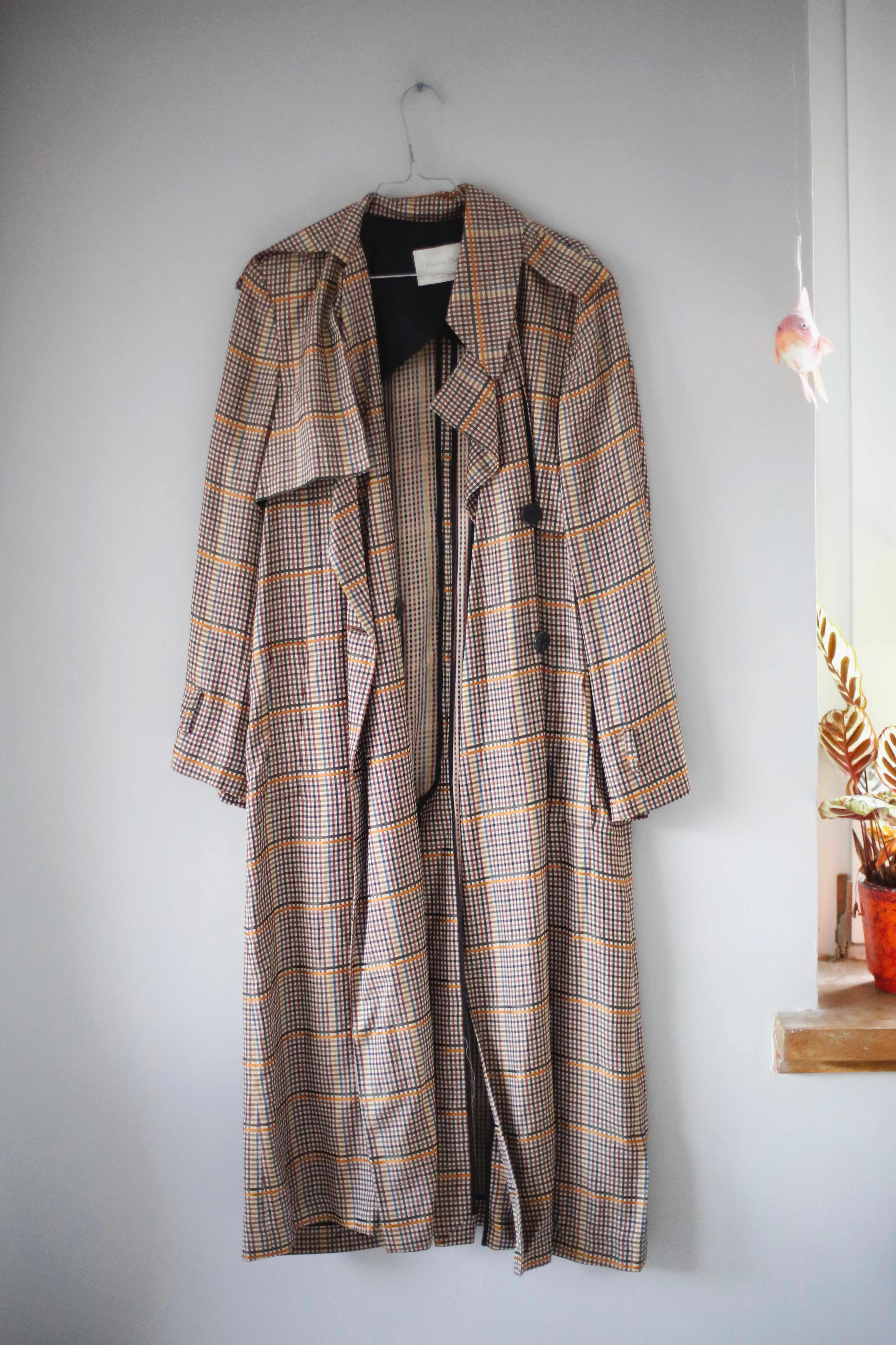 Massimo Dutti Trenchcoat Mantel kariert 38 M Jacke lang