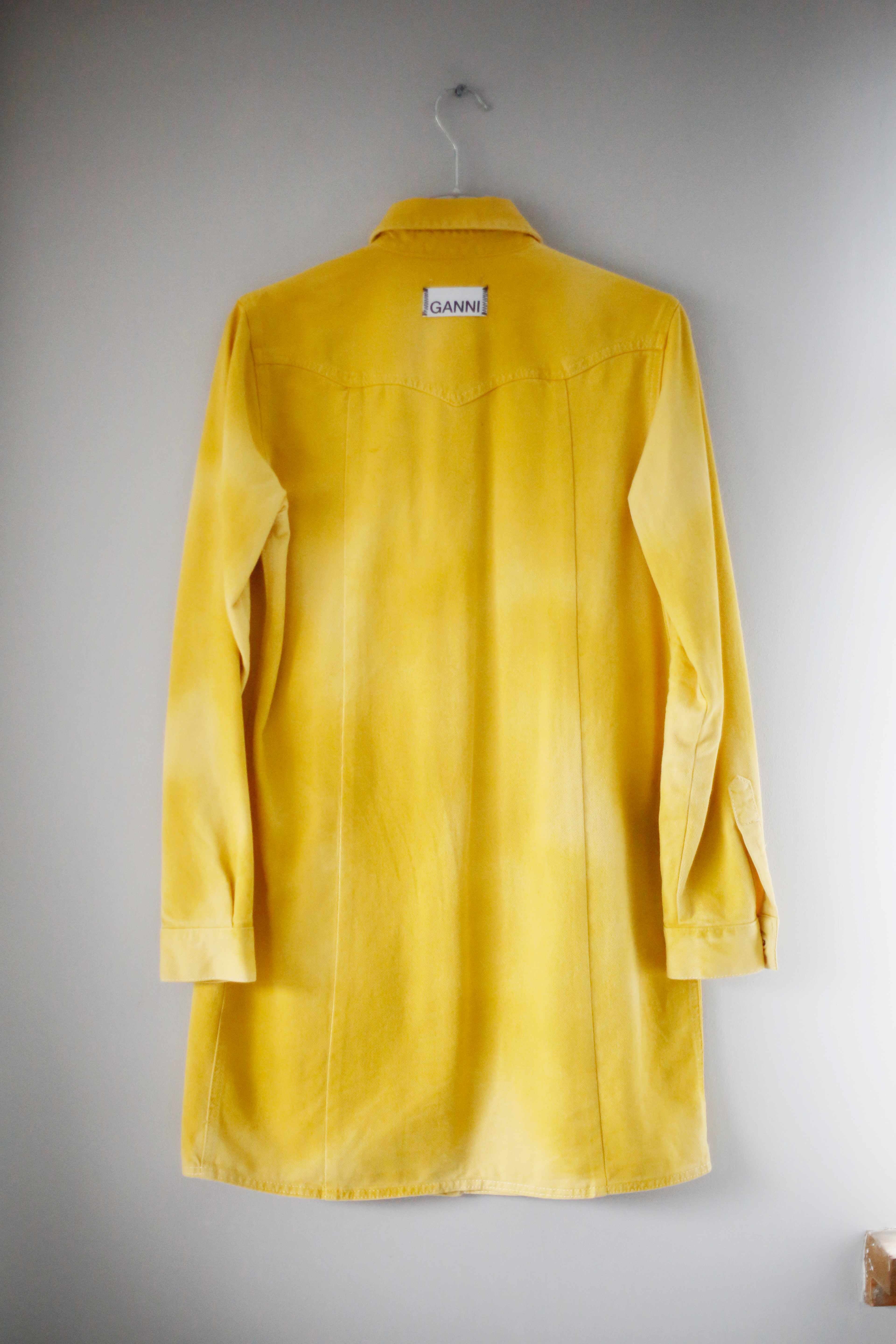 Ganni Kleid Midi Midikleid Batik Senfgelb 38 M basic neuwertig