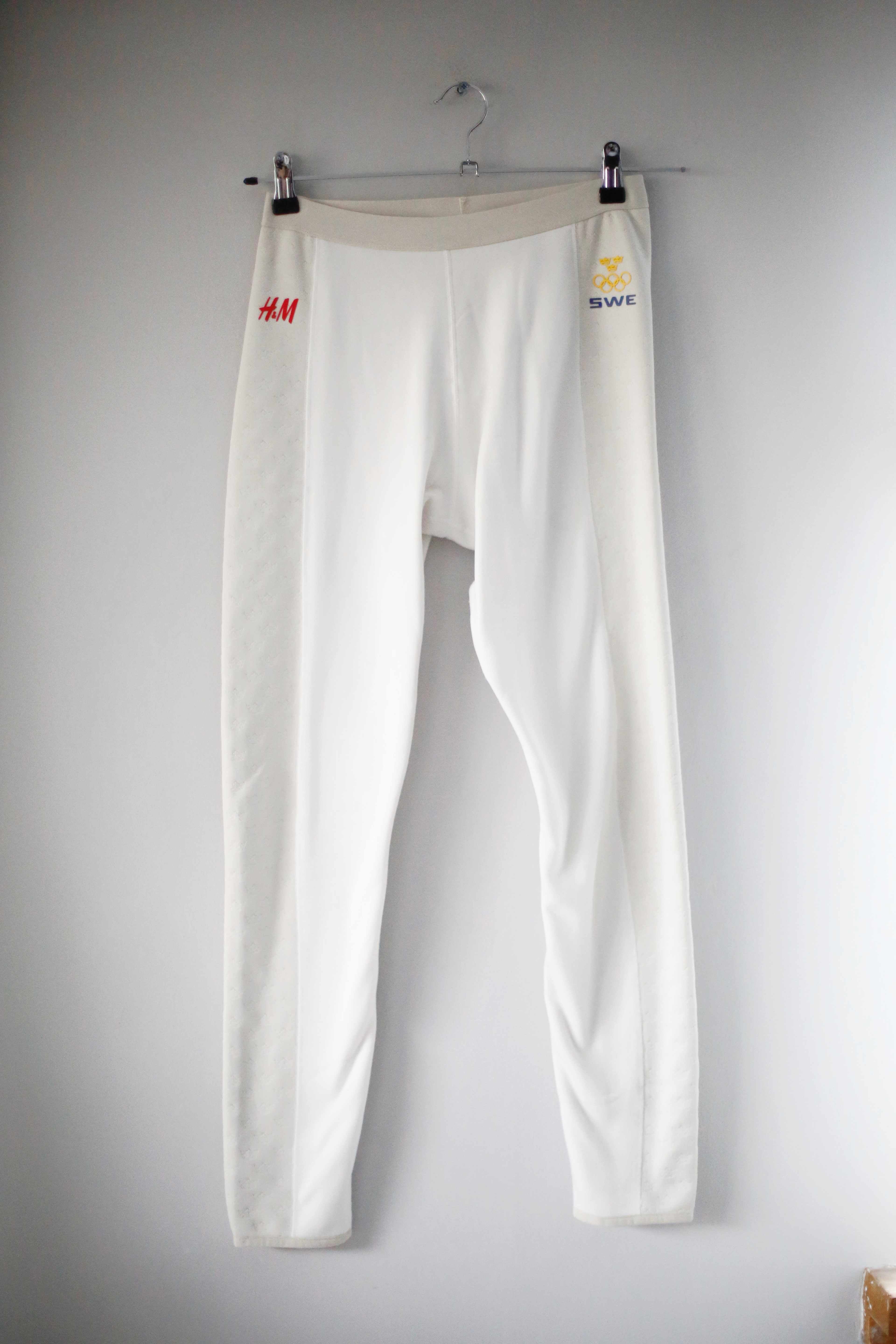 H&M x Olympia Schweden Leggings Sporthose 36 S Creme Beige