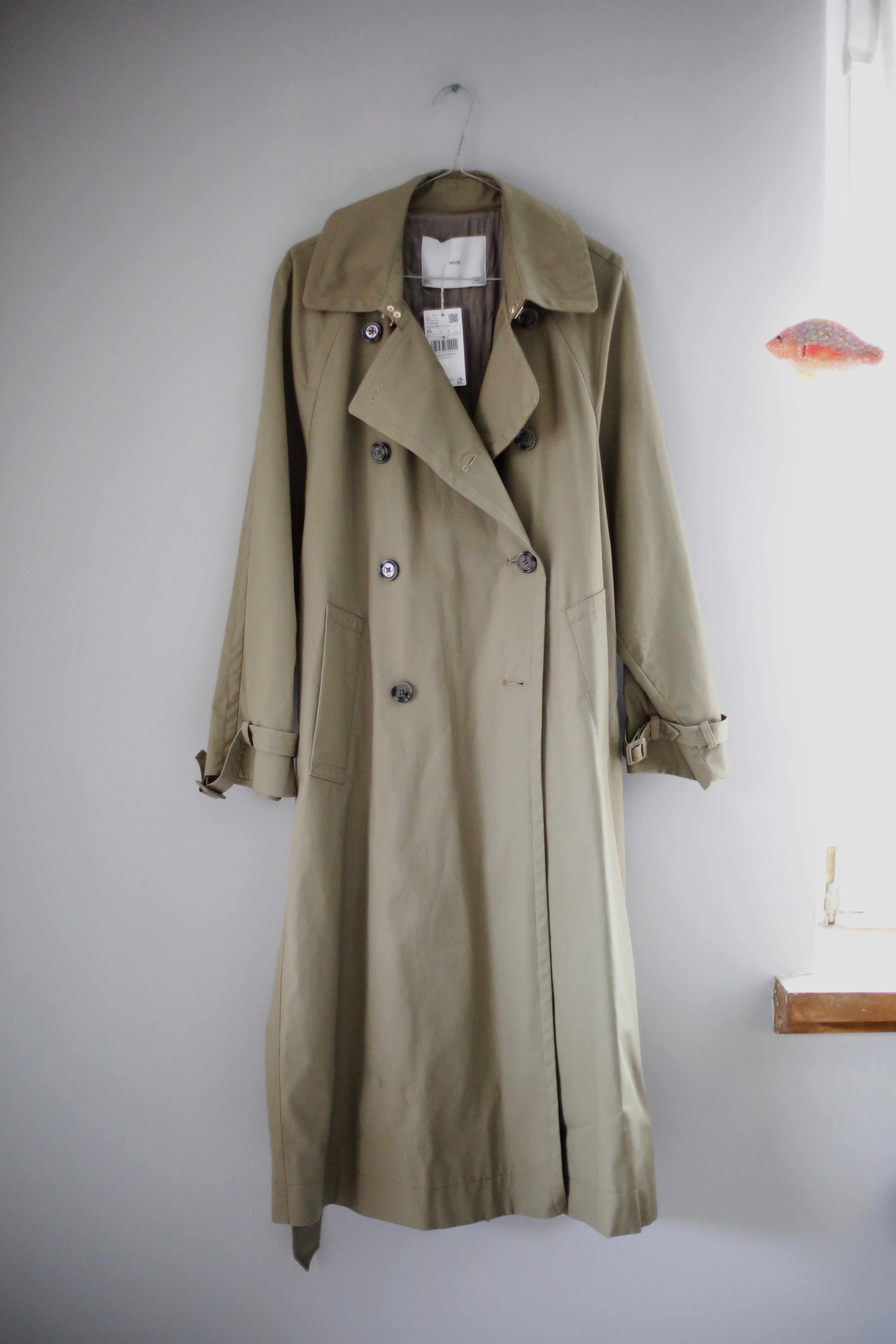 Mango Trenchcoat Mantel Khaki Olivgrün Grün 38 M neu lang