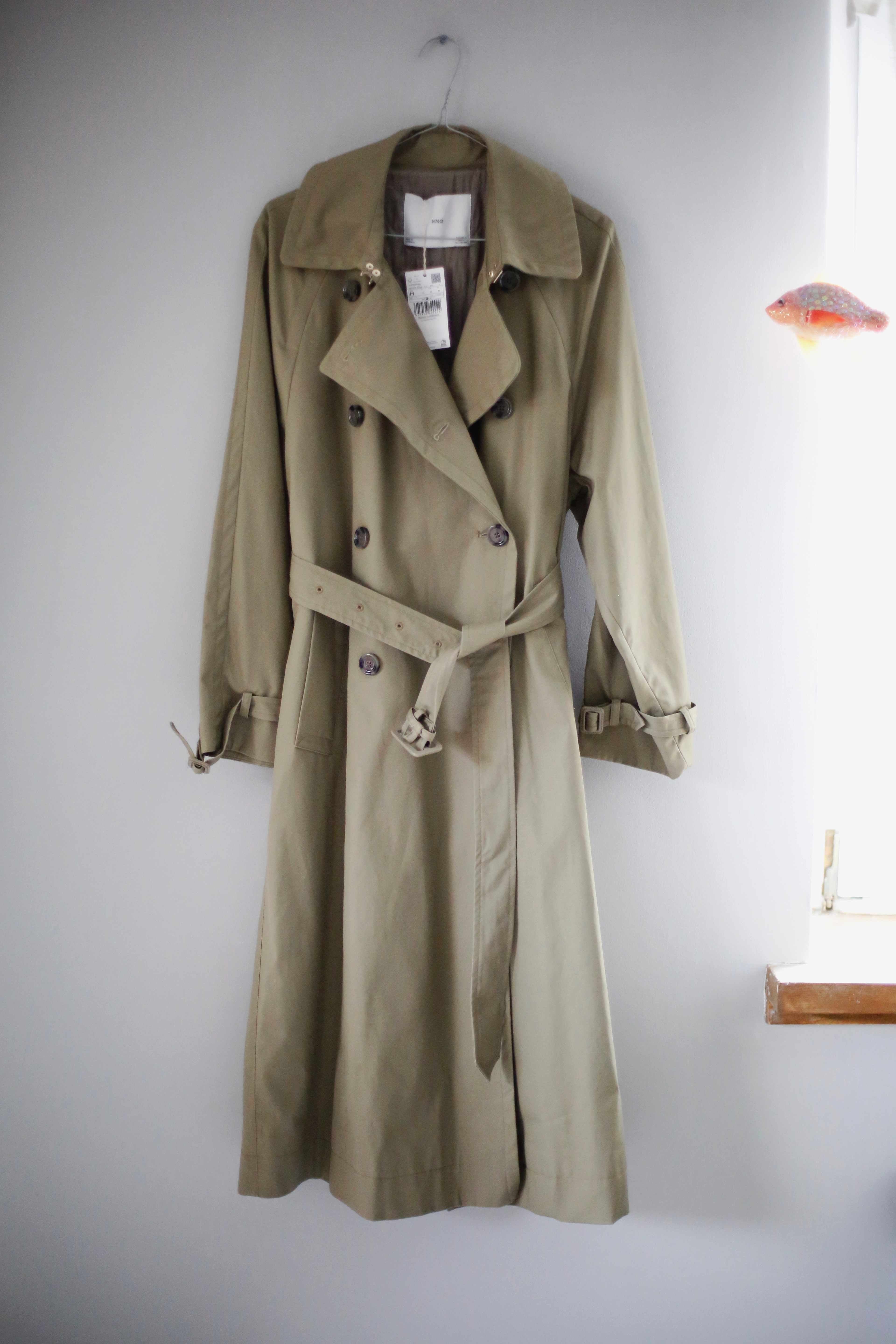 Mango Trenchcoat Mantel Khaki Olivgrün Grün 38 M neu lang