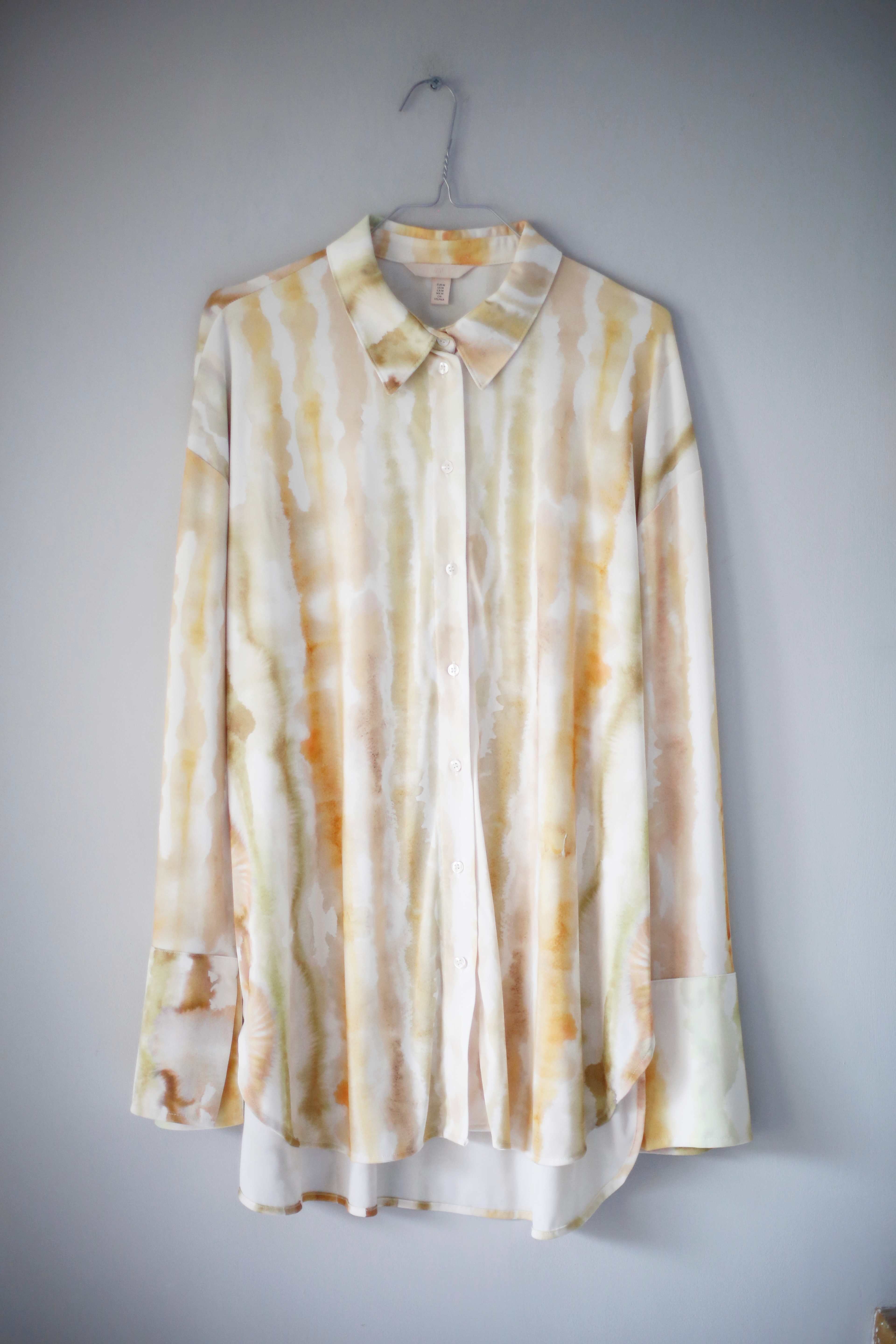 Zara Hemd gemustert Gelb 38 M langarm basic Shirt Oberteil Bluse