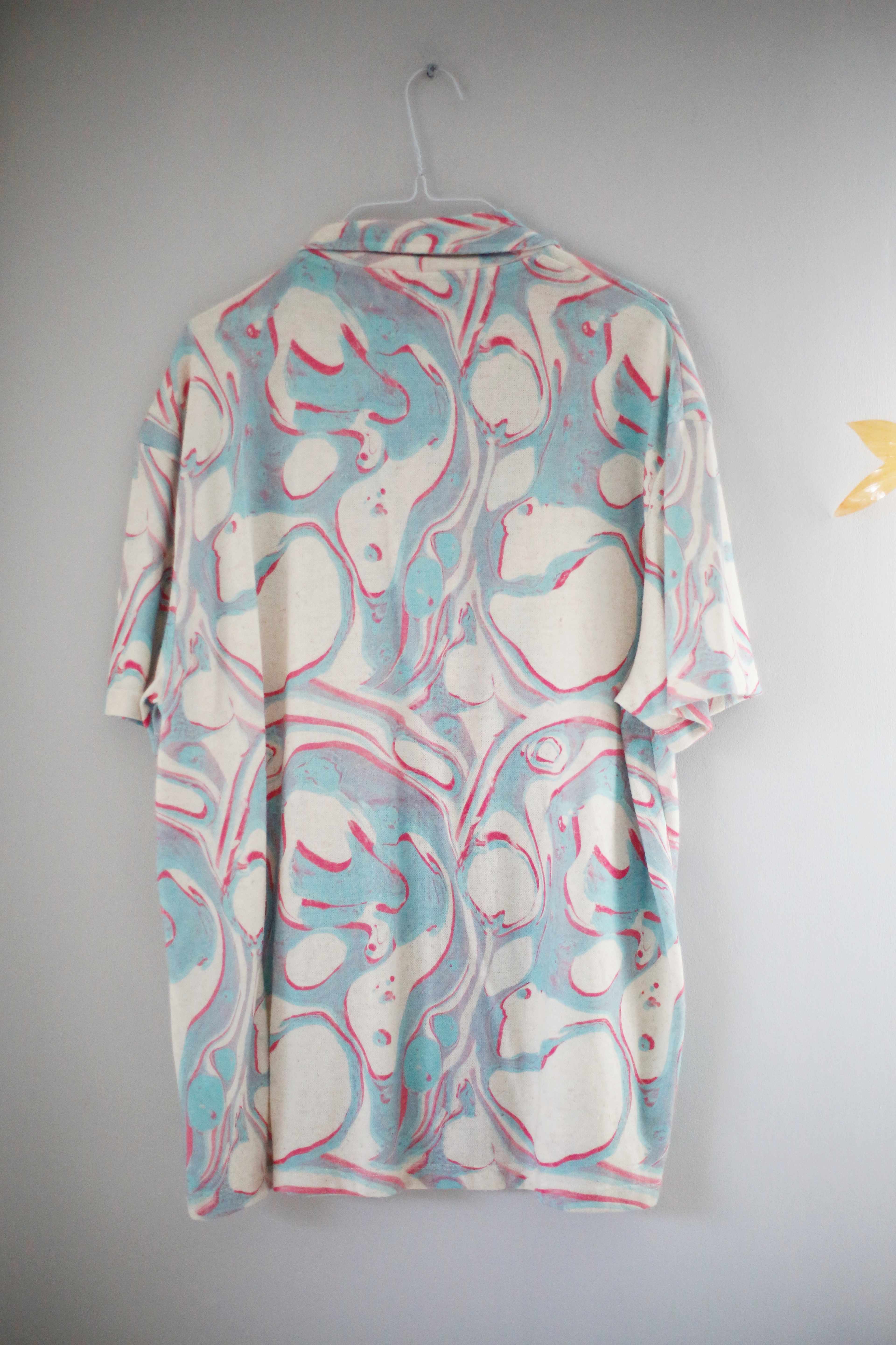 Zara Shirt Hemd Wellen Pastell blau rosa XL Oberteil