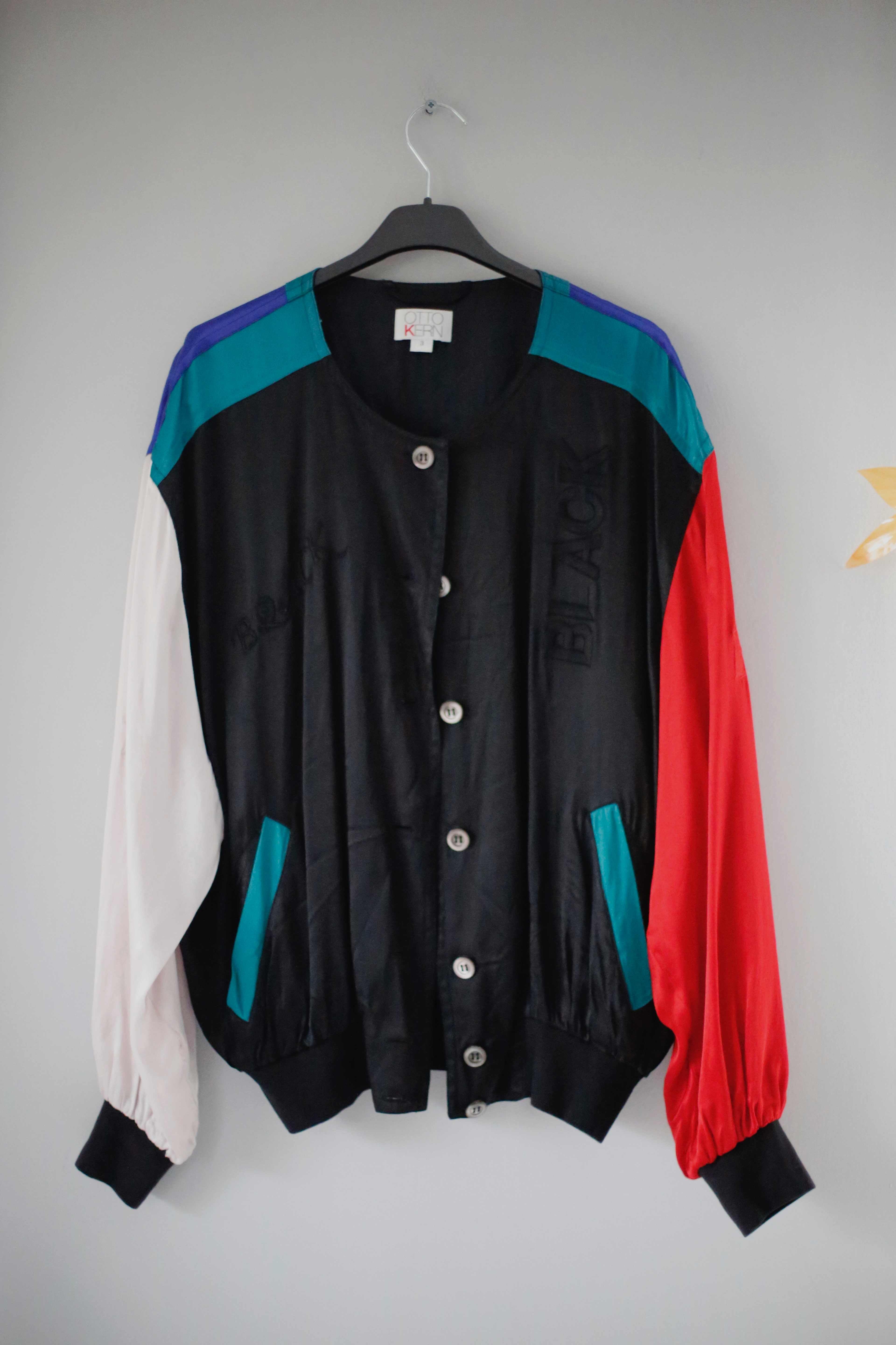 Otto Kern true Vintage Blouson Bomberjacke bunt 38 M Seide Silk Seidenjacke