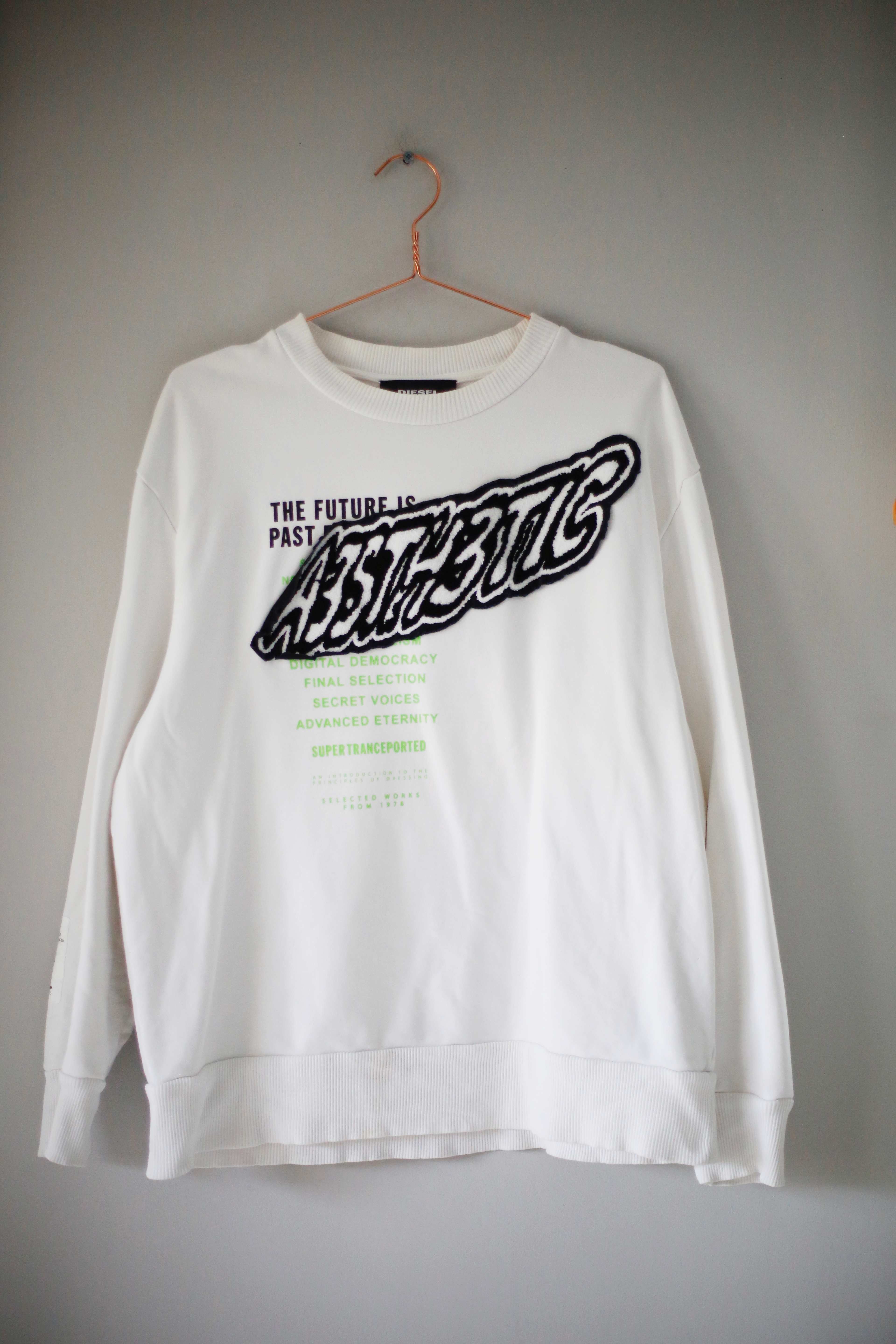 Diesel Pullover weiß weiss Sweater Hoodie S bestickt Print
