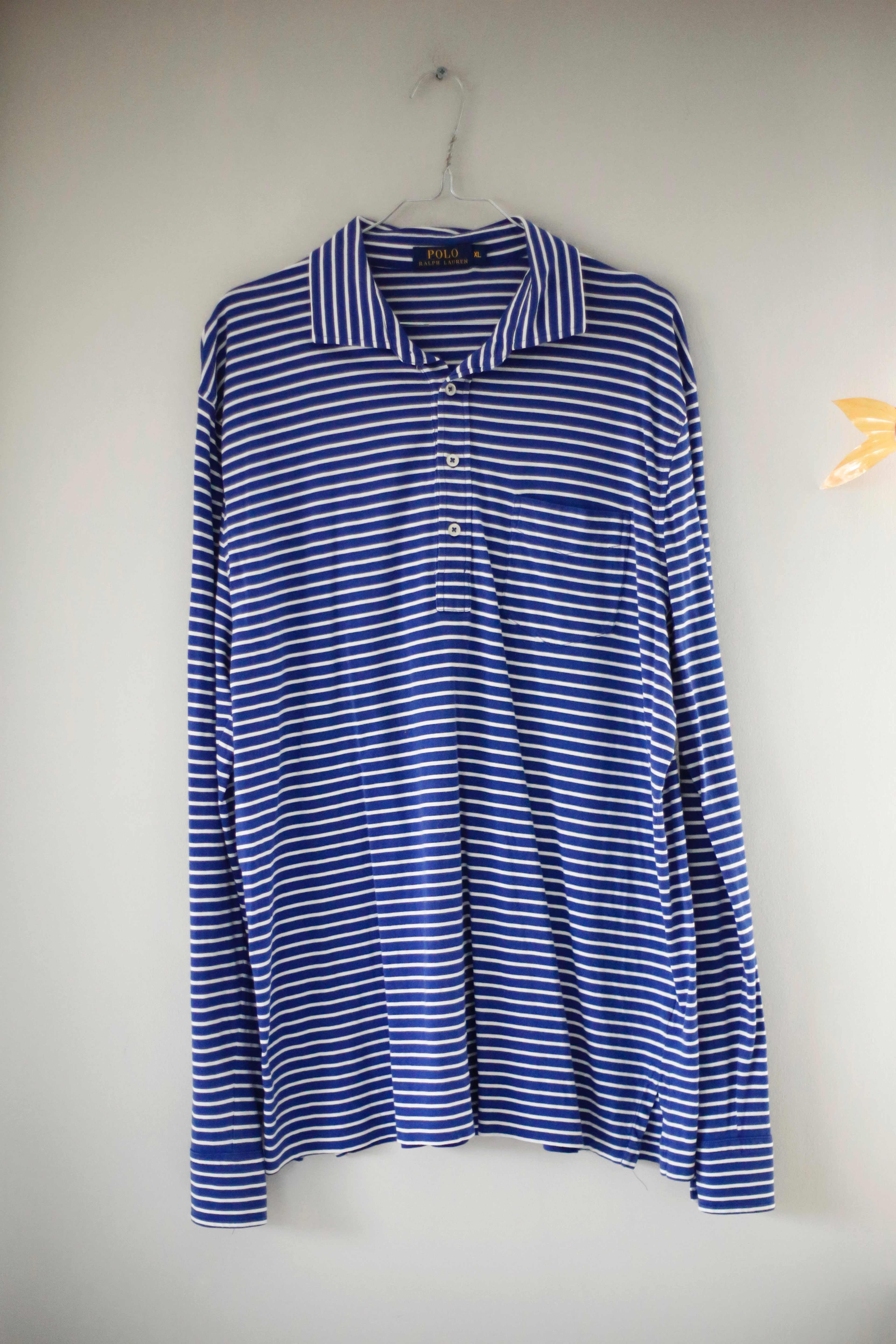 Polo Ralph Lauren Longsleeve Blau weiß gestreift Streifenshirt XL Marine