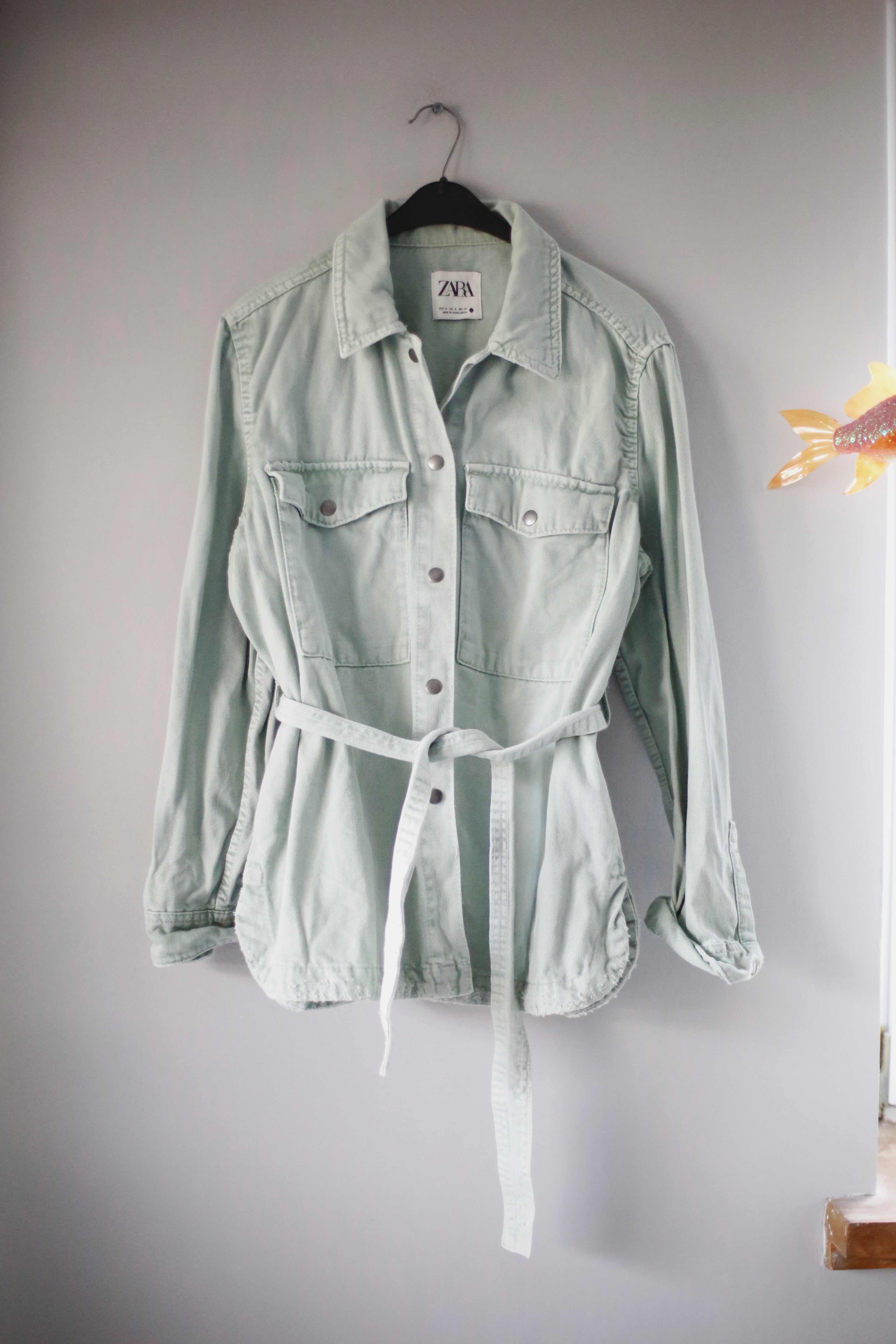 Jeansjacke Türkis Mint Jacke Pastell Hemd Hemdjacke 38 M hellgrün