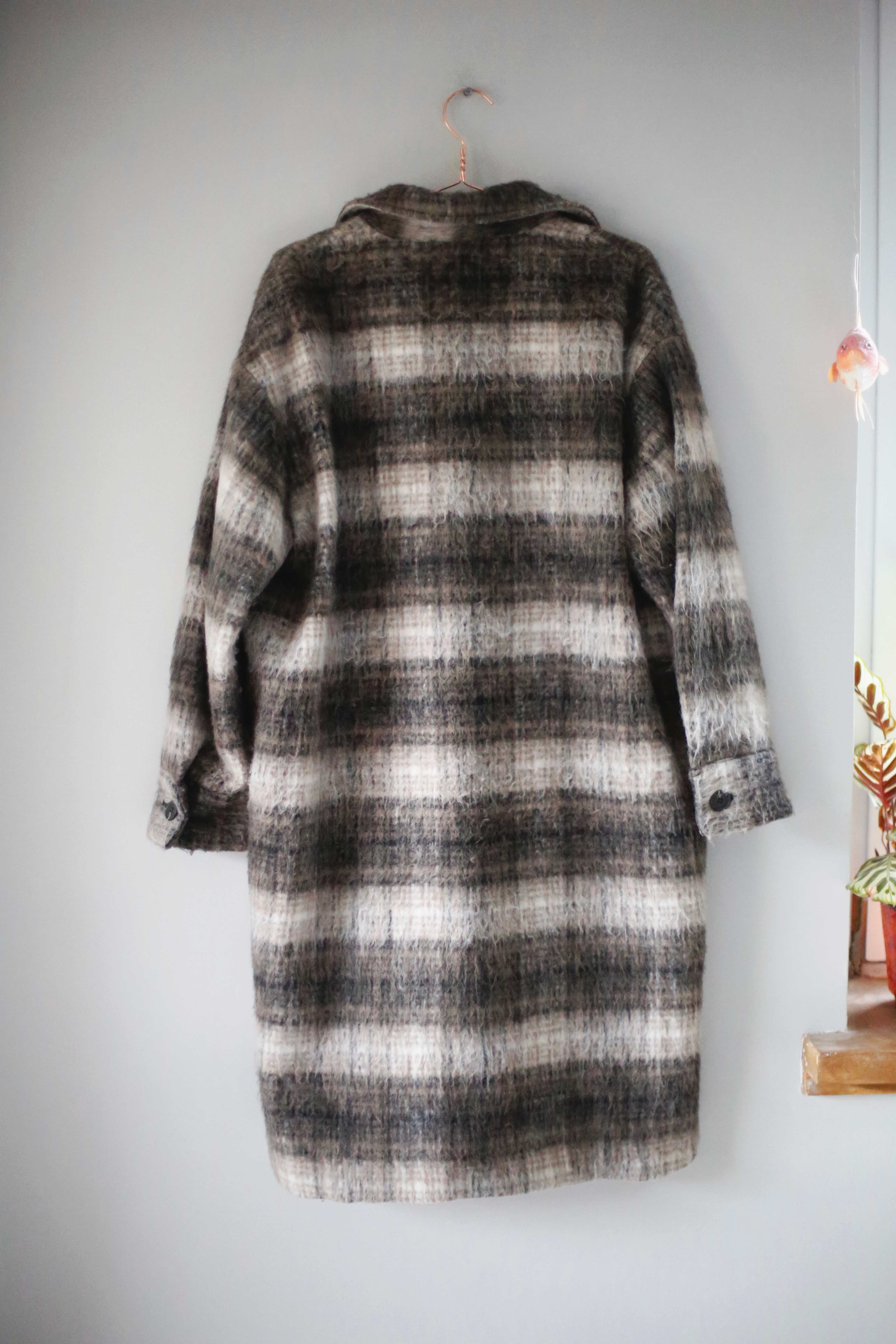 Monki Jacke Mantel braun kariert Hemdjacke 38 M Mantel