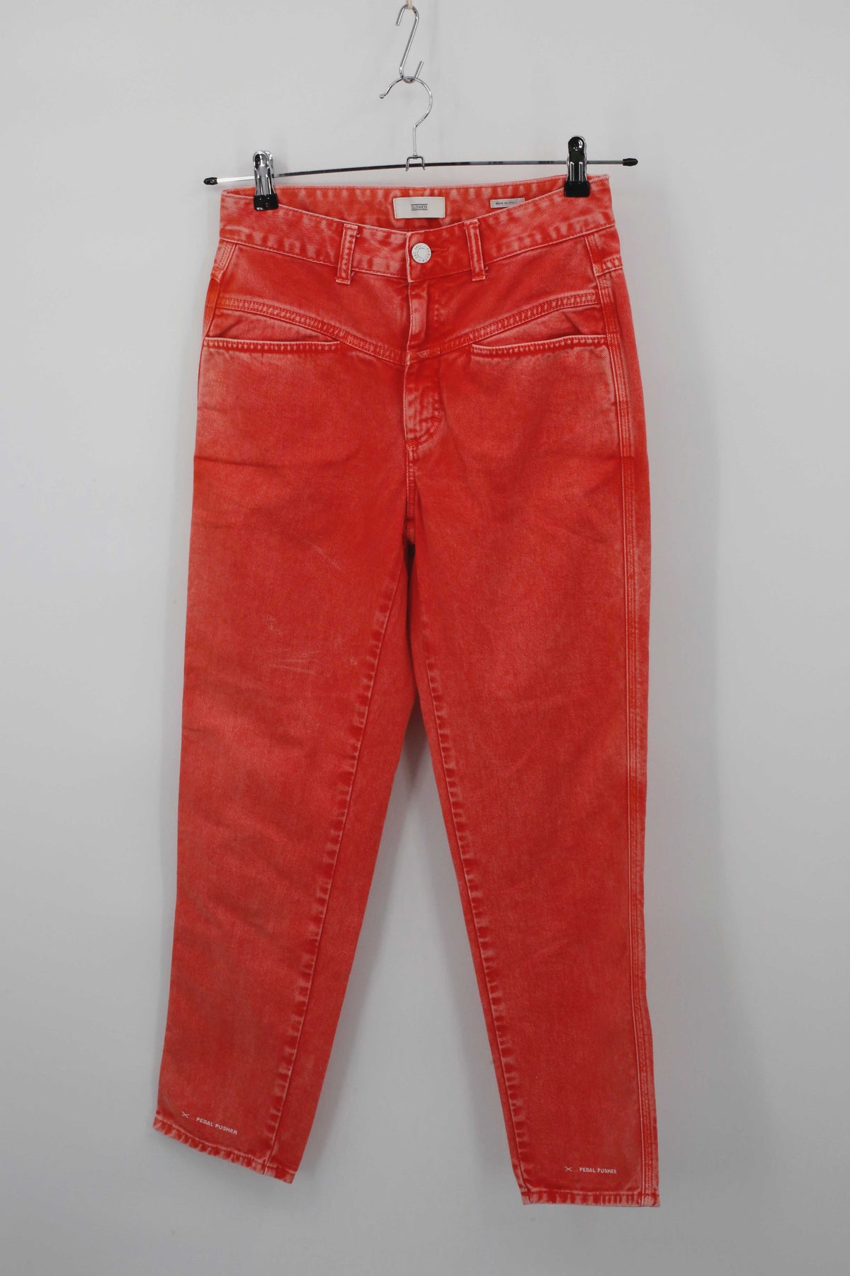 Pedal Pusher Hose 42 rot high waist Jeans slim 38 M