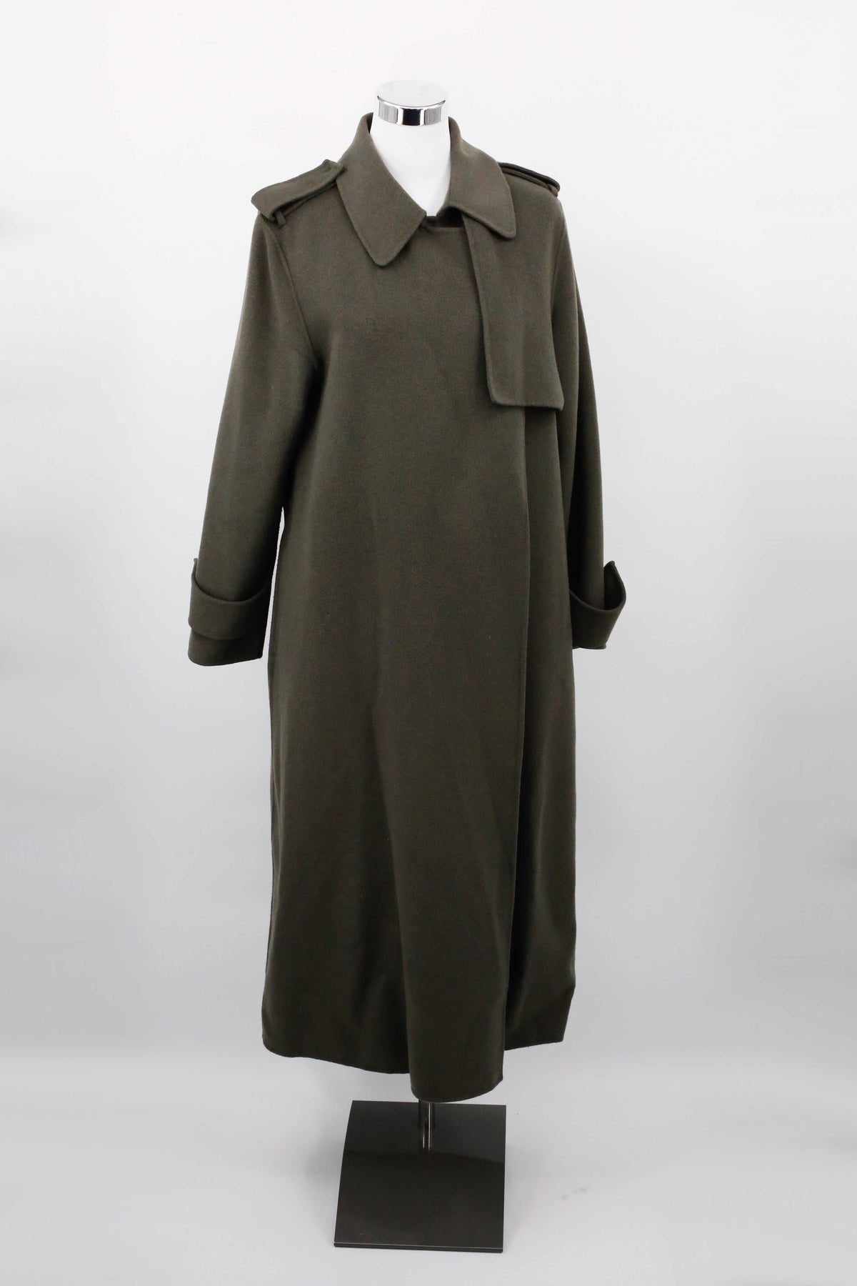 Massimo Dutti Trenchcoat Grün 38 M Mantel lang Wolle Wollmantel