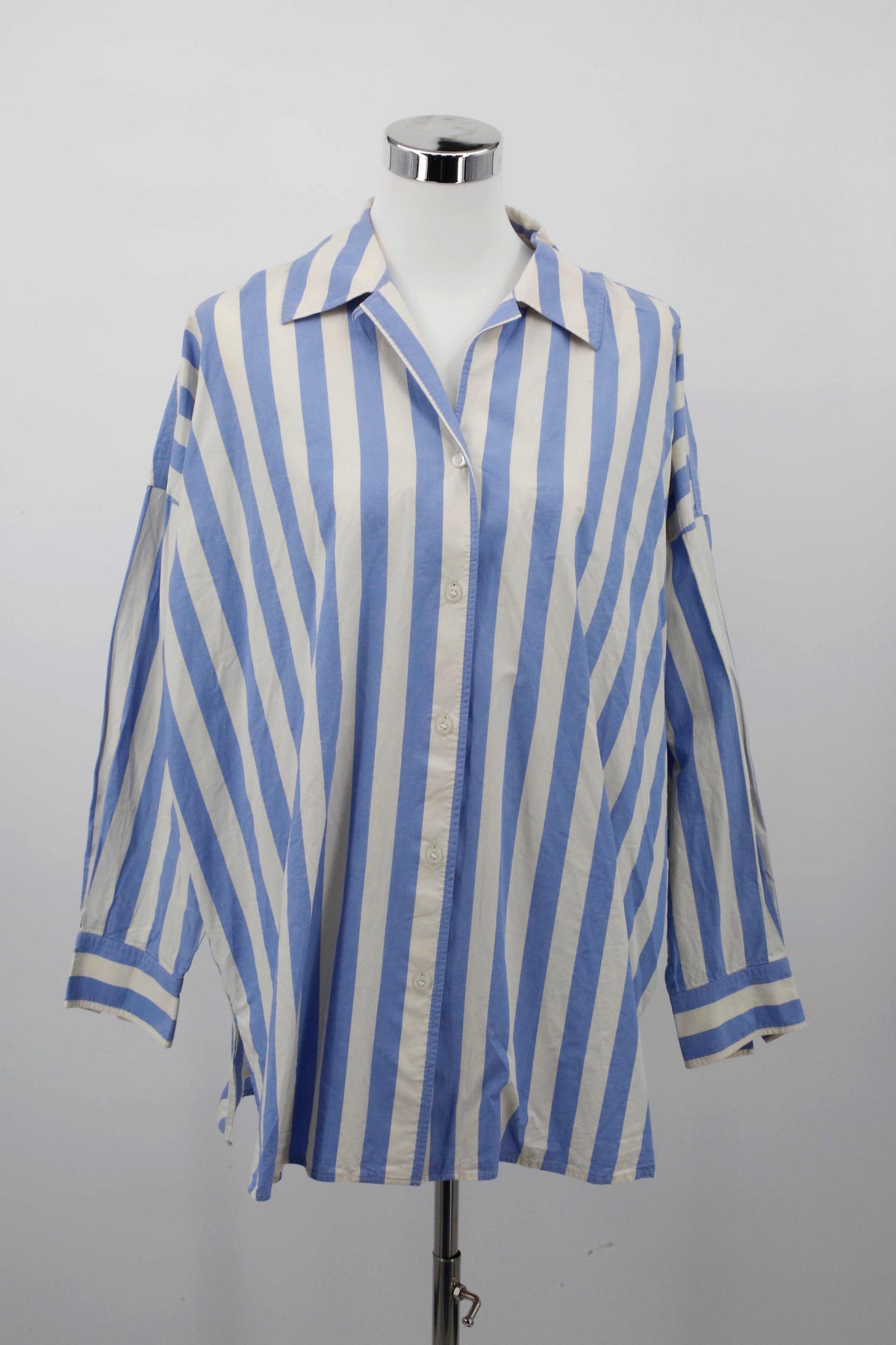 Arket Bluse Hemd blau weiß gestreift Streifenbluse 44 Leinen Leinenbluse