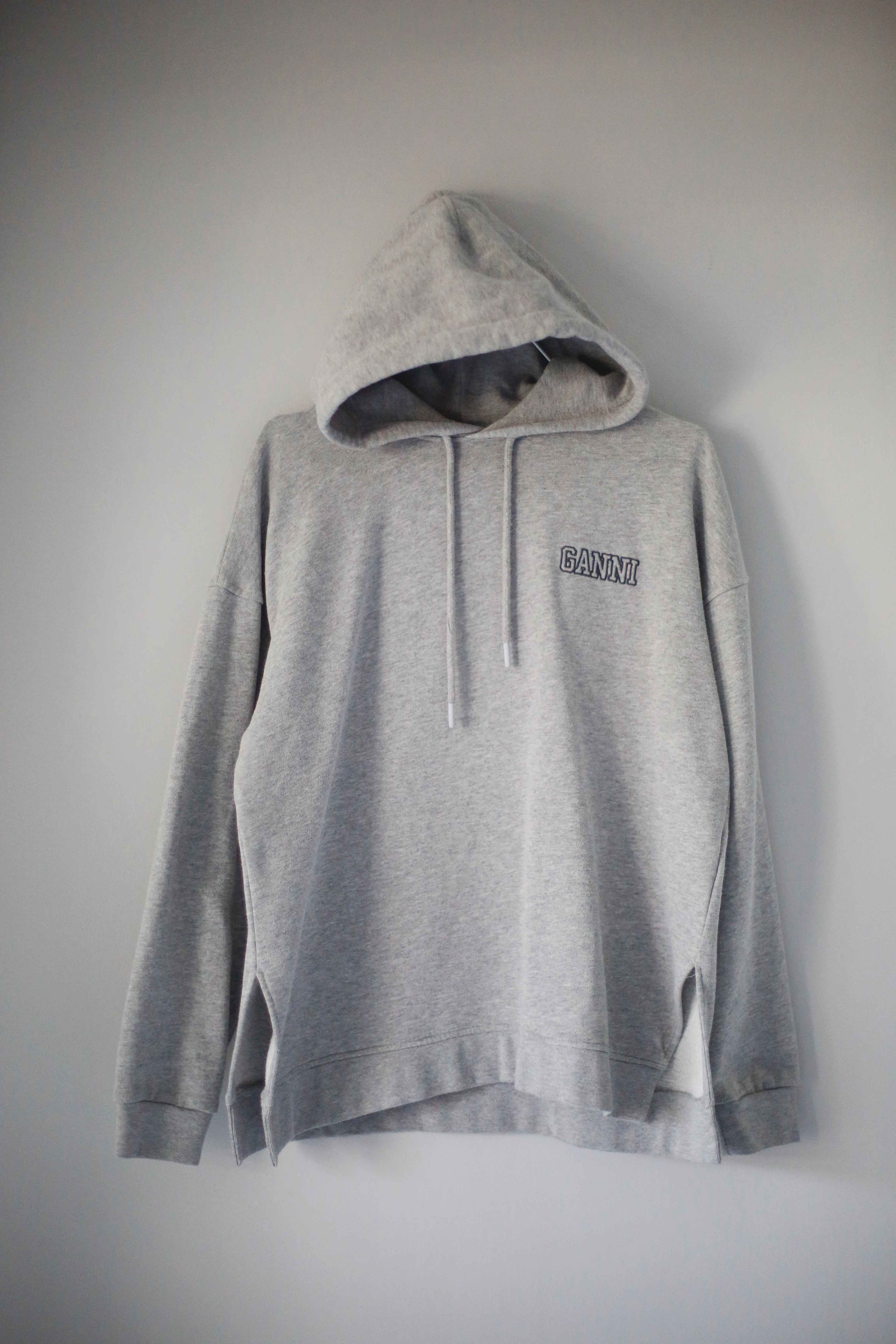Ganni Hoodie Sweater Lapuzenpullover grau S 36 M 38 basic