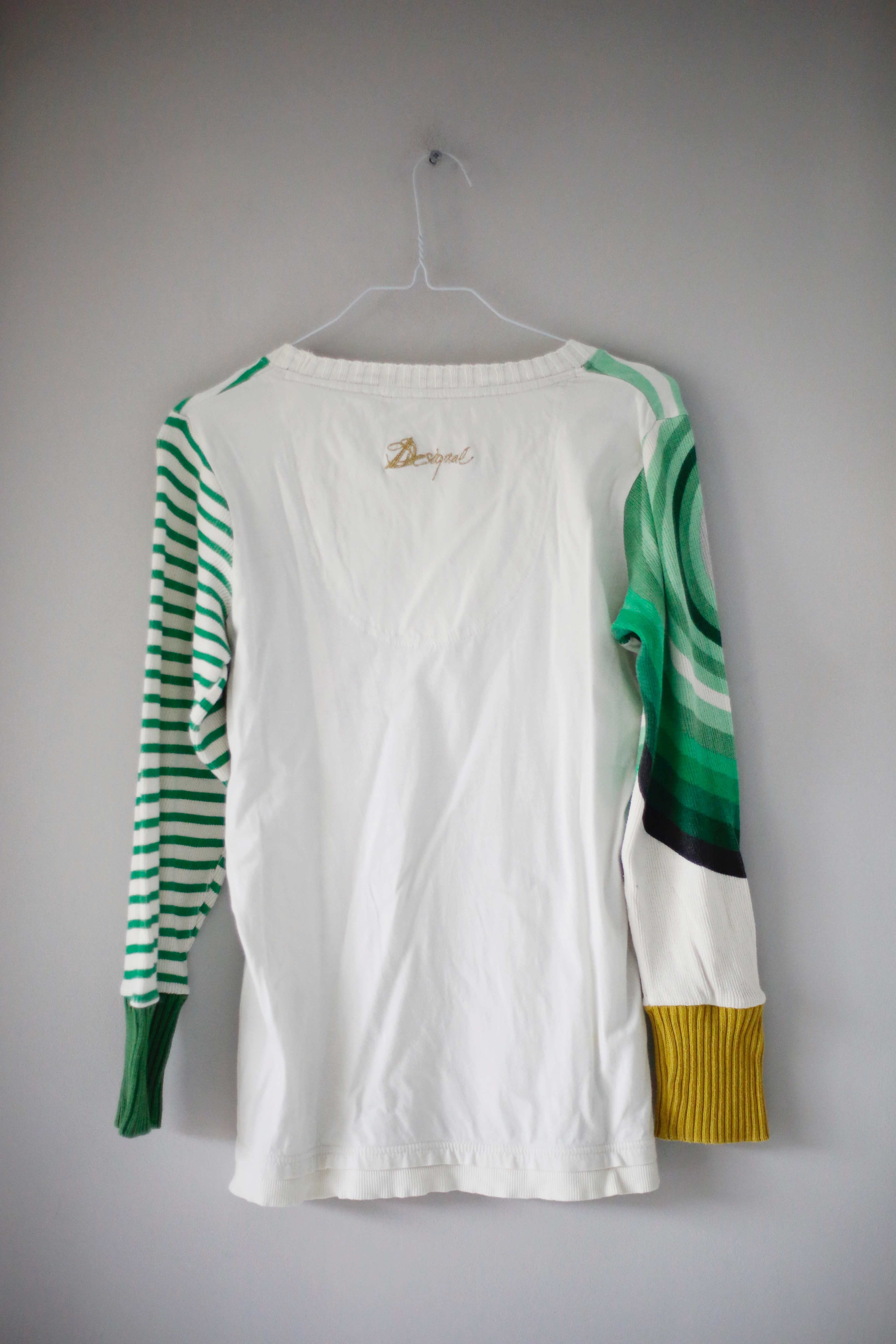 Desigual Longsleeve Shirt Oberteil Grün Weiß 38 M Pullover Sweater