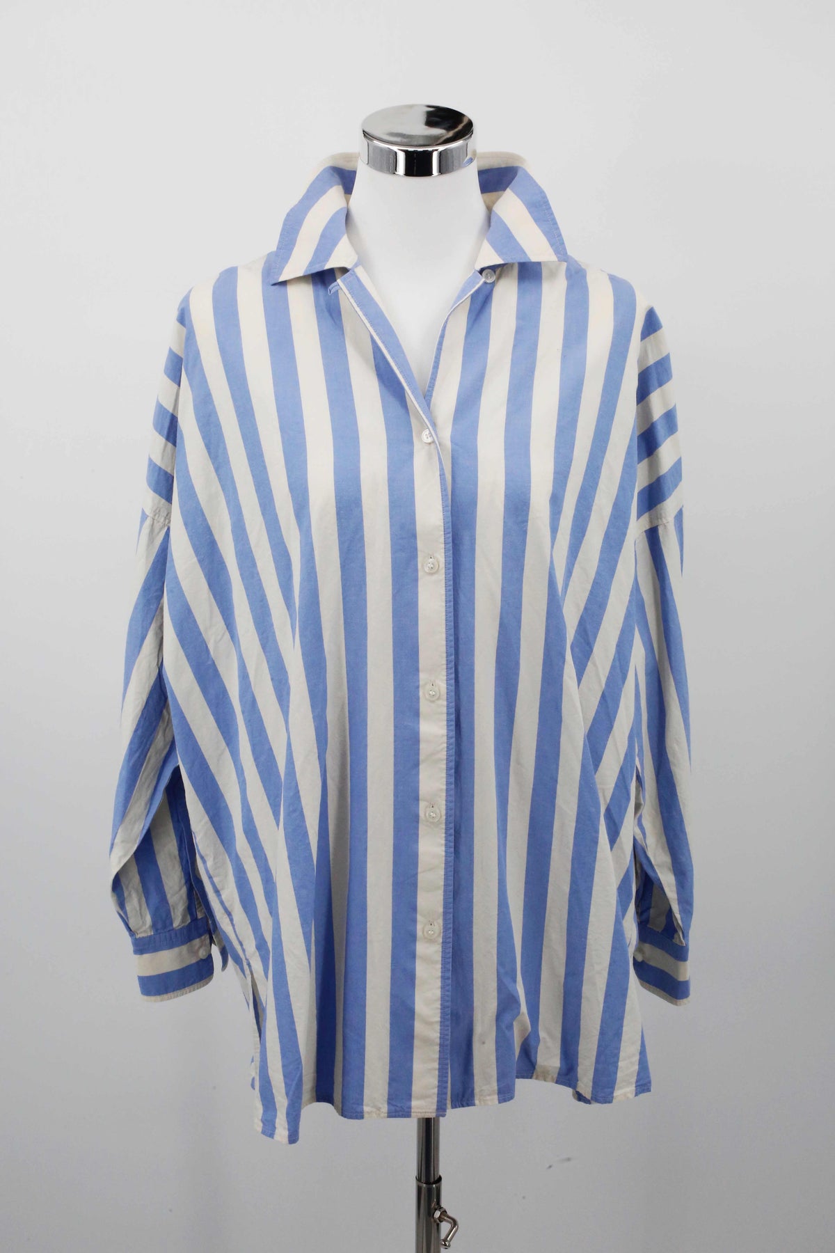Arket Bluse Hemd blau weiß gestreift Streifenbluse 44 Leinen Leinenbluse