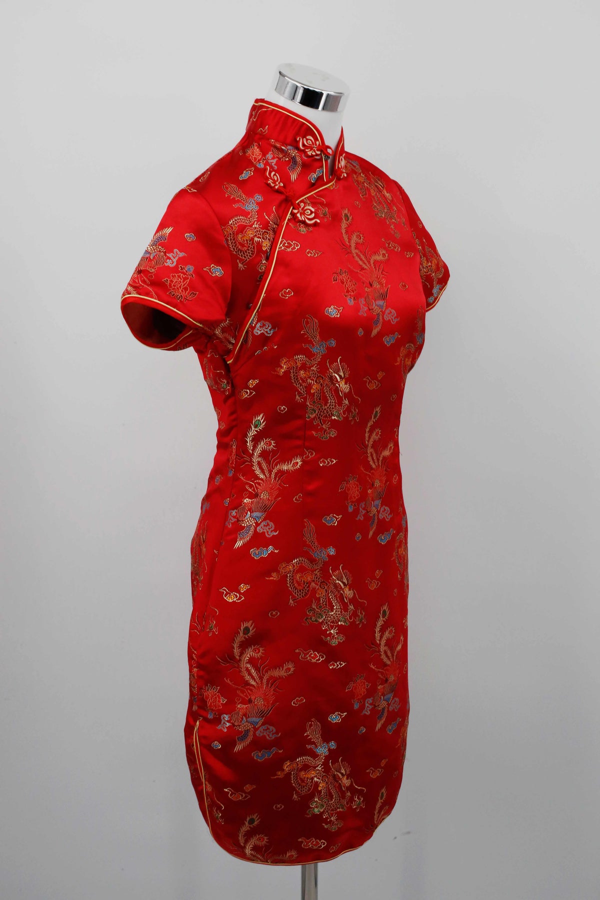 Alex Lime Kleid Asiatisch rot Midi Midikleid chinesisch 38 M Cheongsam-Minikleid