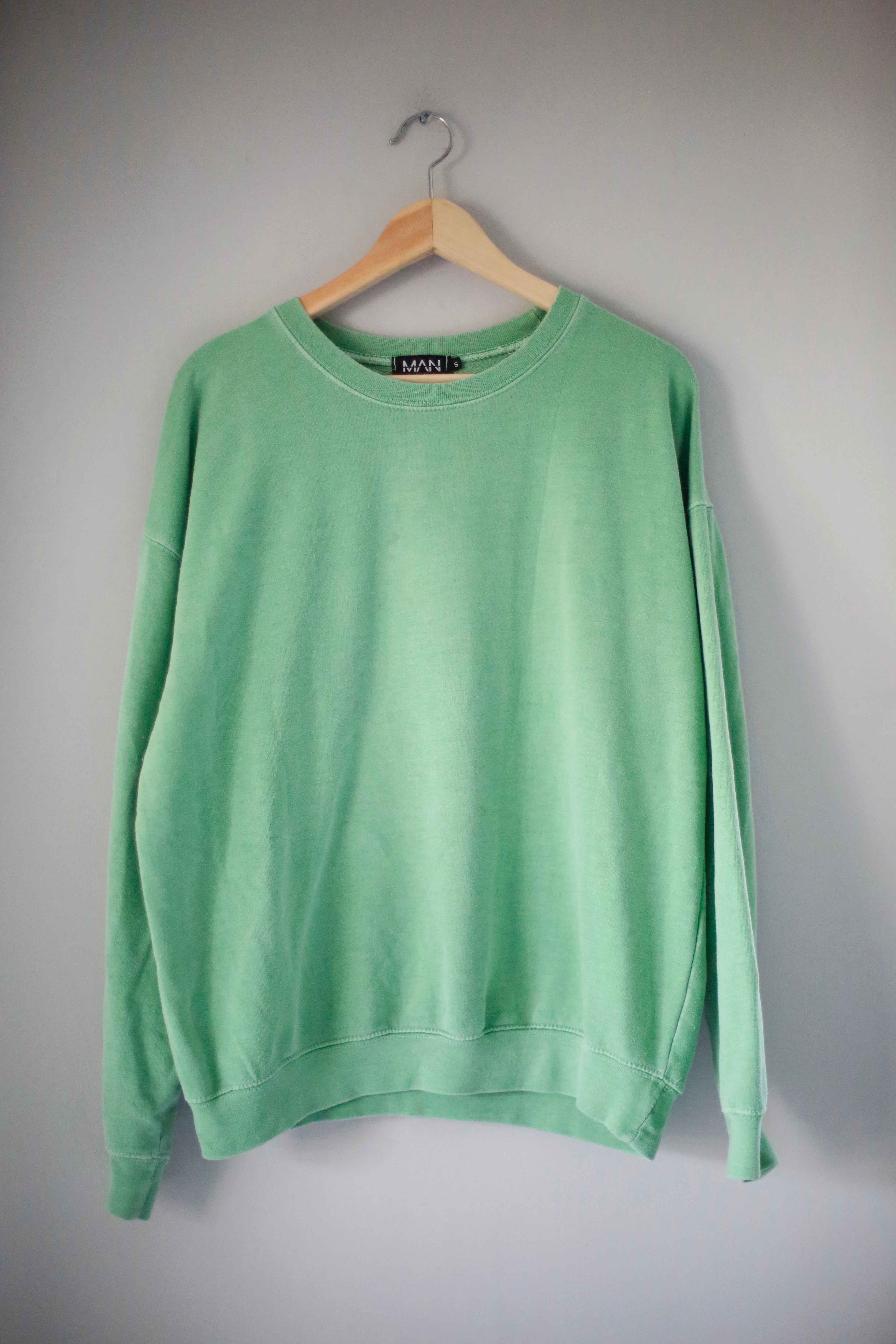 MAN Pullover Sweater Mintgrün Grün S backprint basic Hoodie