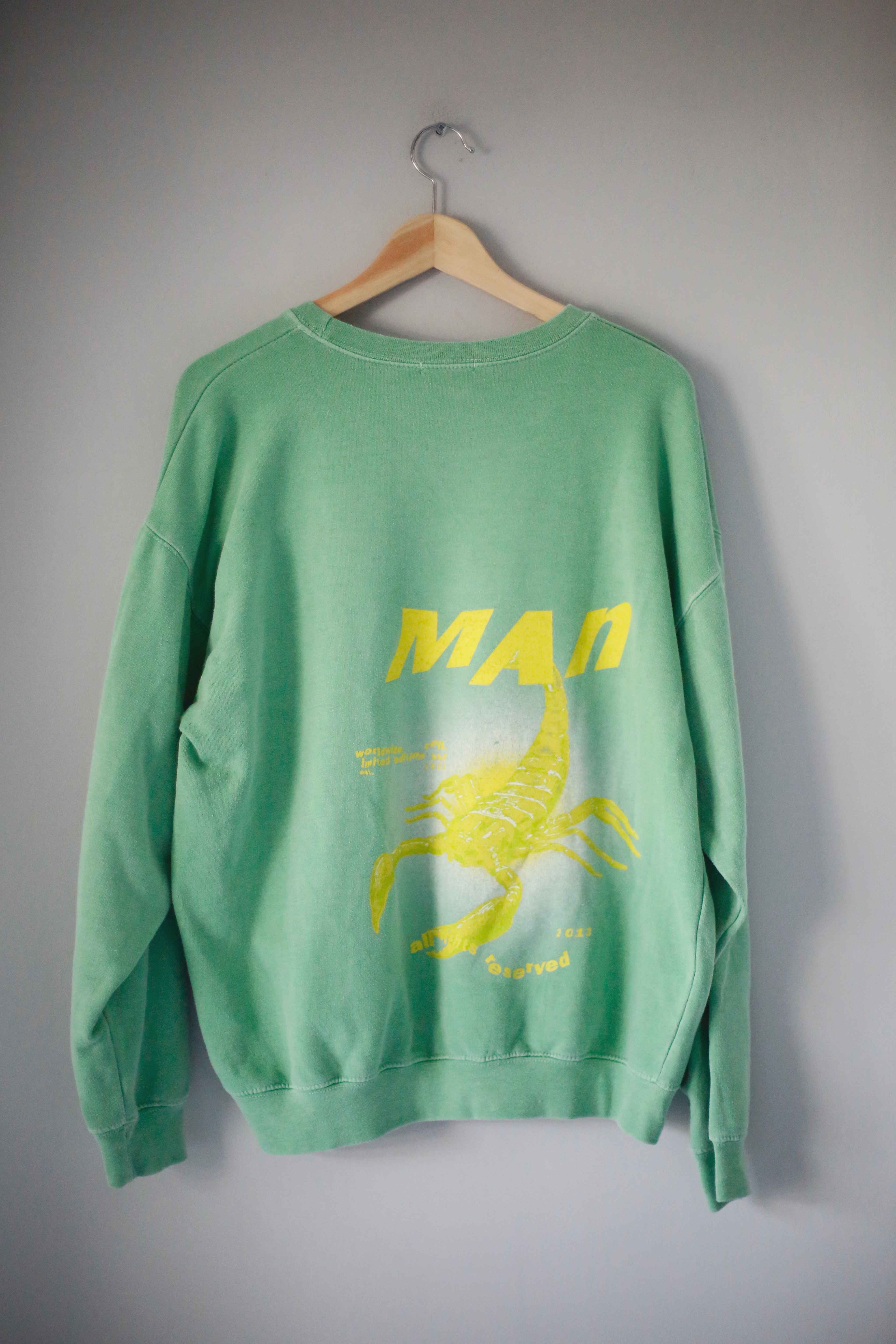 MAN Pullover Sweater Mintgrün Grün S backprint basic Hoodie